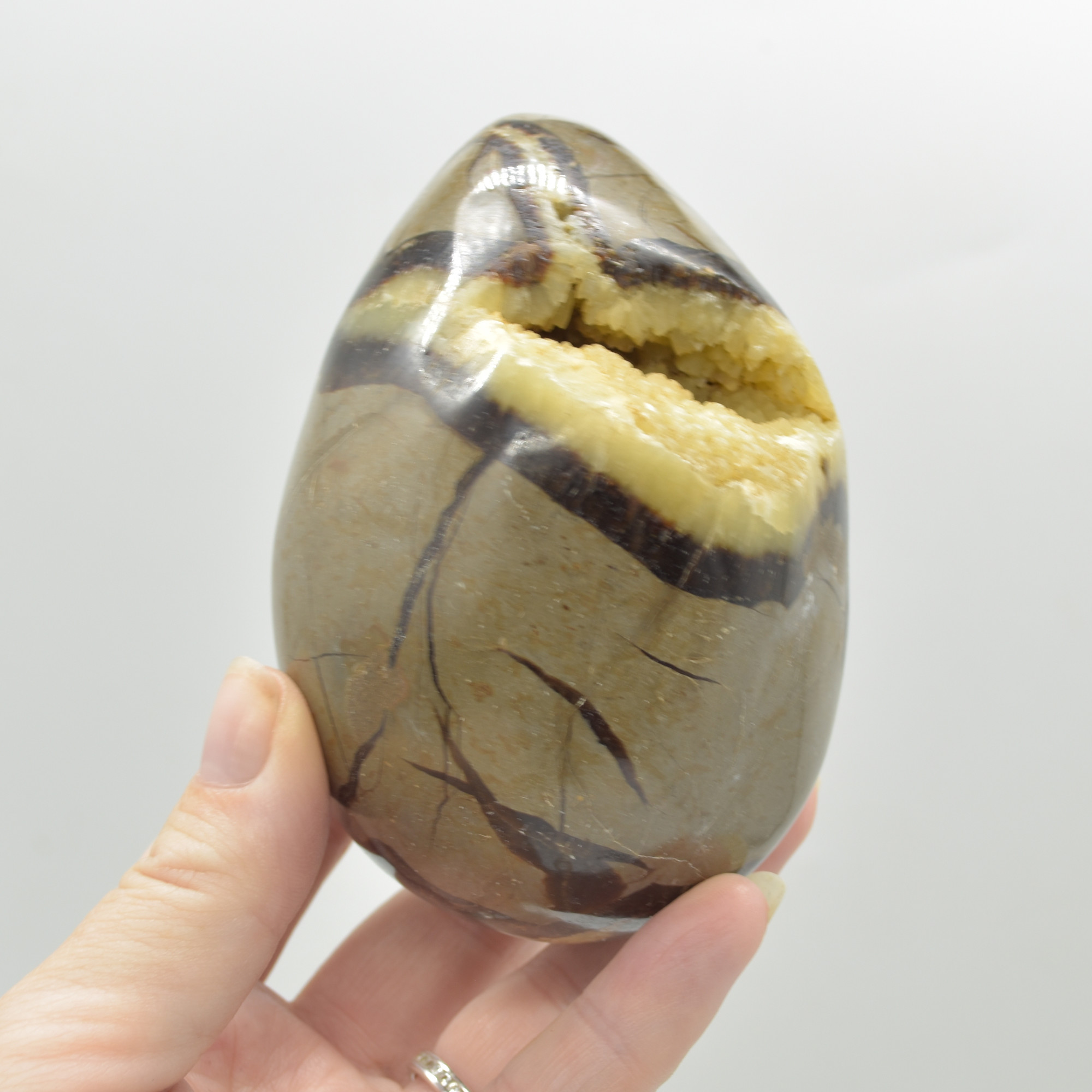 Septarian (AKA Dragon Stone) Crystal Egg - 9cm - 577 grams #13 - Image 3