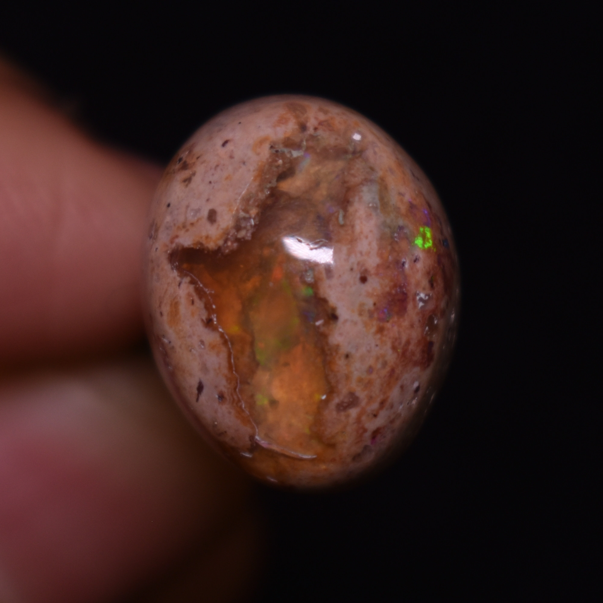 Mexican Cantera Galaxy Opal Contraluz Opal, Matrix Oval Cabochon Stone 14.7ct - #12