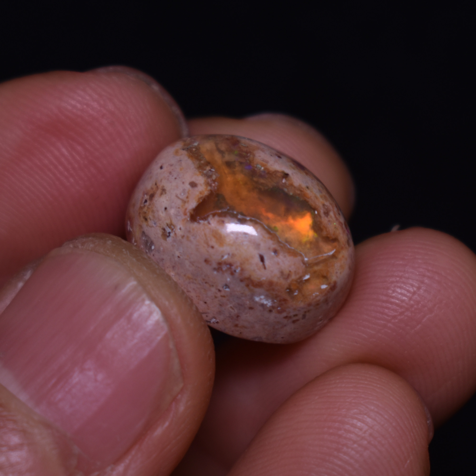 Mexican Cantera Galaxy Opal Contraluz Opal, Matrix Oval Cabochon Stone 14.7ct - #12 - Image 2