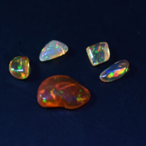 Mexican Polished Fire Contraluz Opal Chips, Stones - 5 Count - 2.1ct - #17