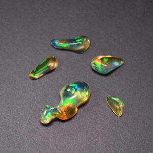 Mexican Polished Fire Contraluz Opal Chips, Stones - 5 Count - 2.6ct - #18