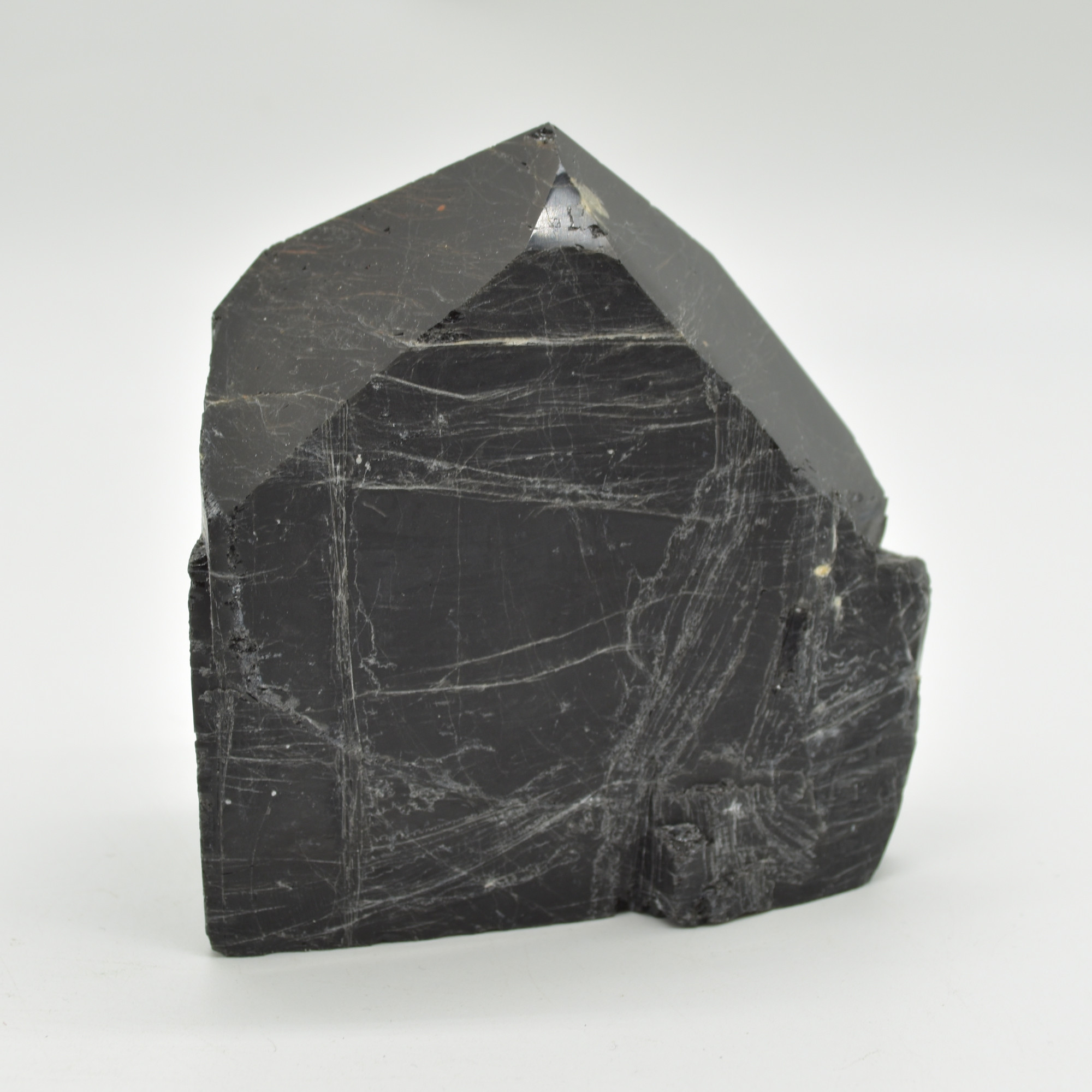 Cut Base Top Polished Black Tourmaline Crystal Freeform Point - 653 grams - #01