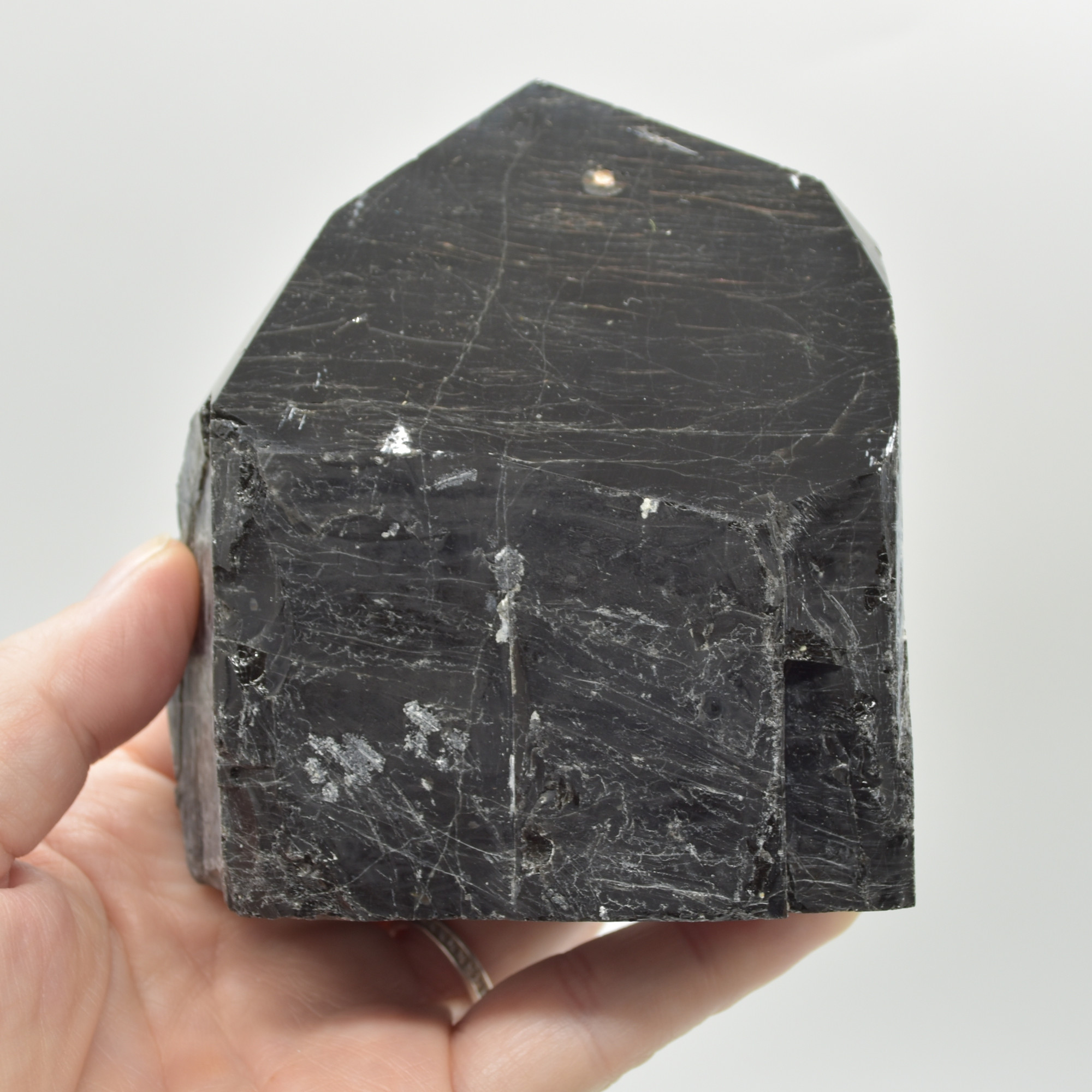 Cut Base Top Polished Black Tourmaline Crystal Freeform Point - 653 grams - #01 - Image 4