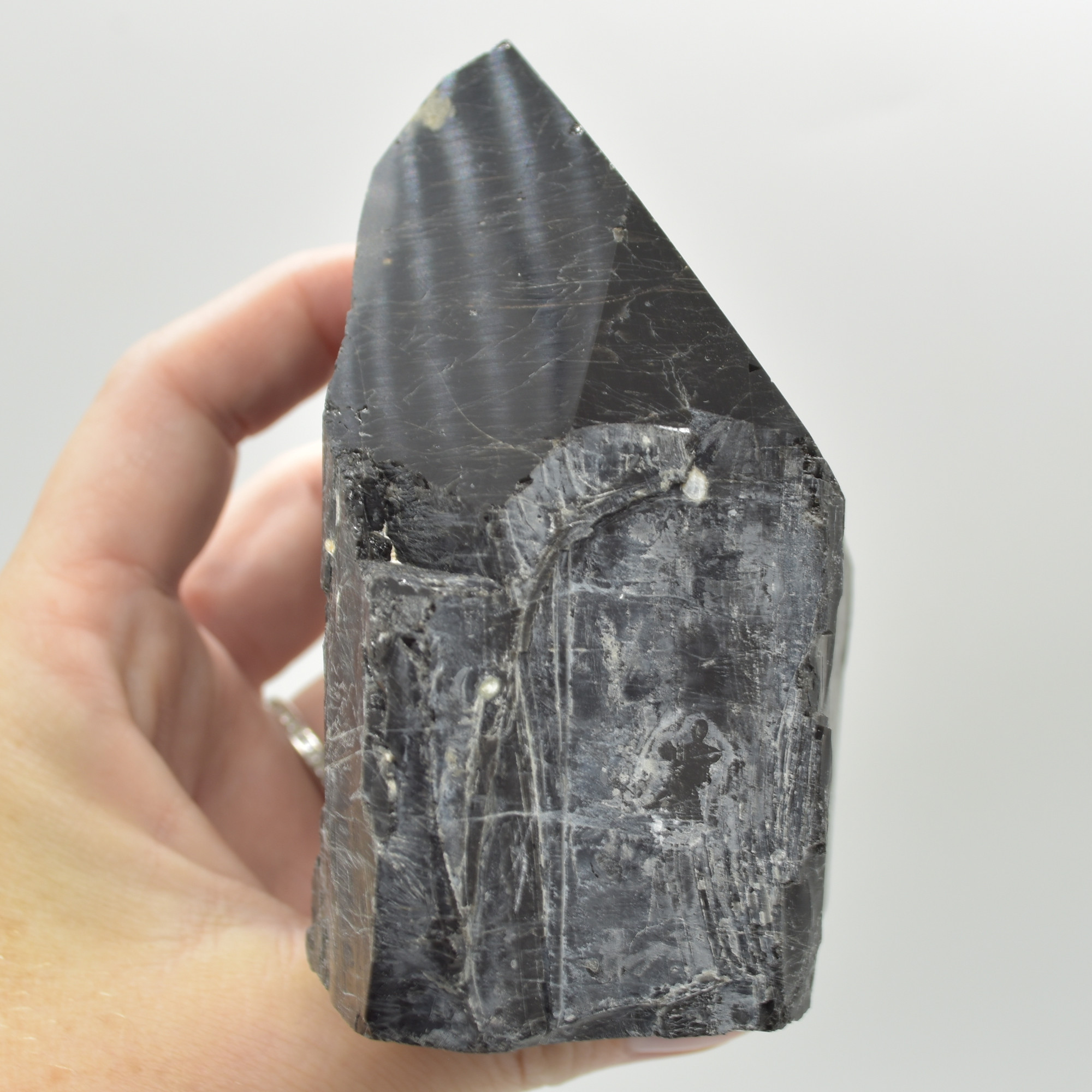 Cut Base Top Polished Black Tourmaline Crystal Freeform Point - 653 grams - #01 - Image 5