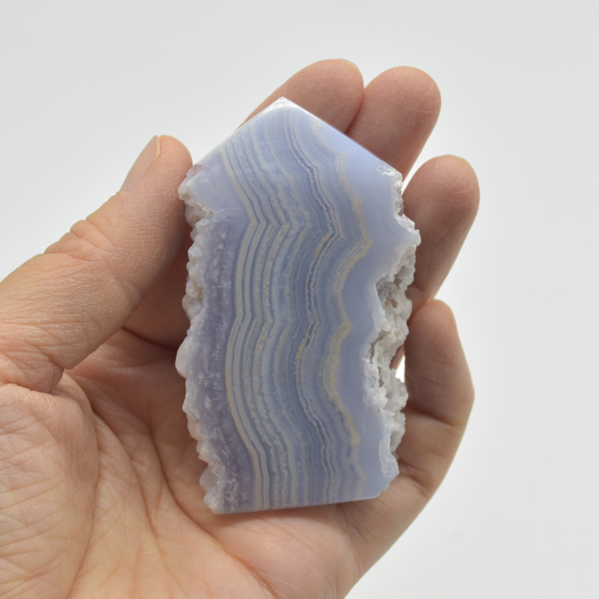 High Quality Blue Lace Agate Tower Point Slice - 6.9cm x 4cm x 1.6cm - 84 grams - #03