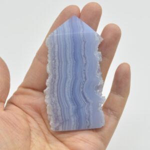 High Quality Blue Lace Agate Tower Point Slice - 7.3cm x 4cm x 1cm - 59 grams - #05