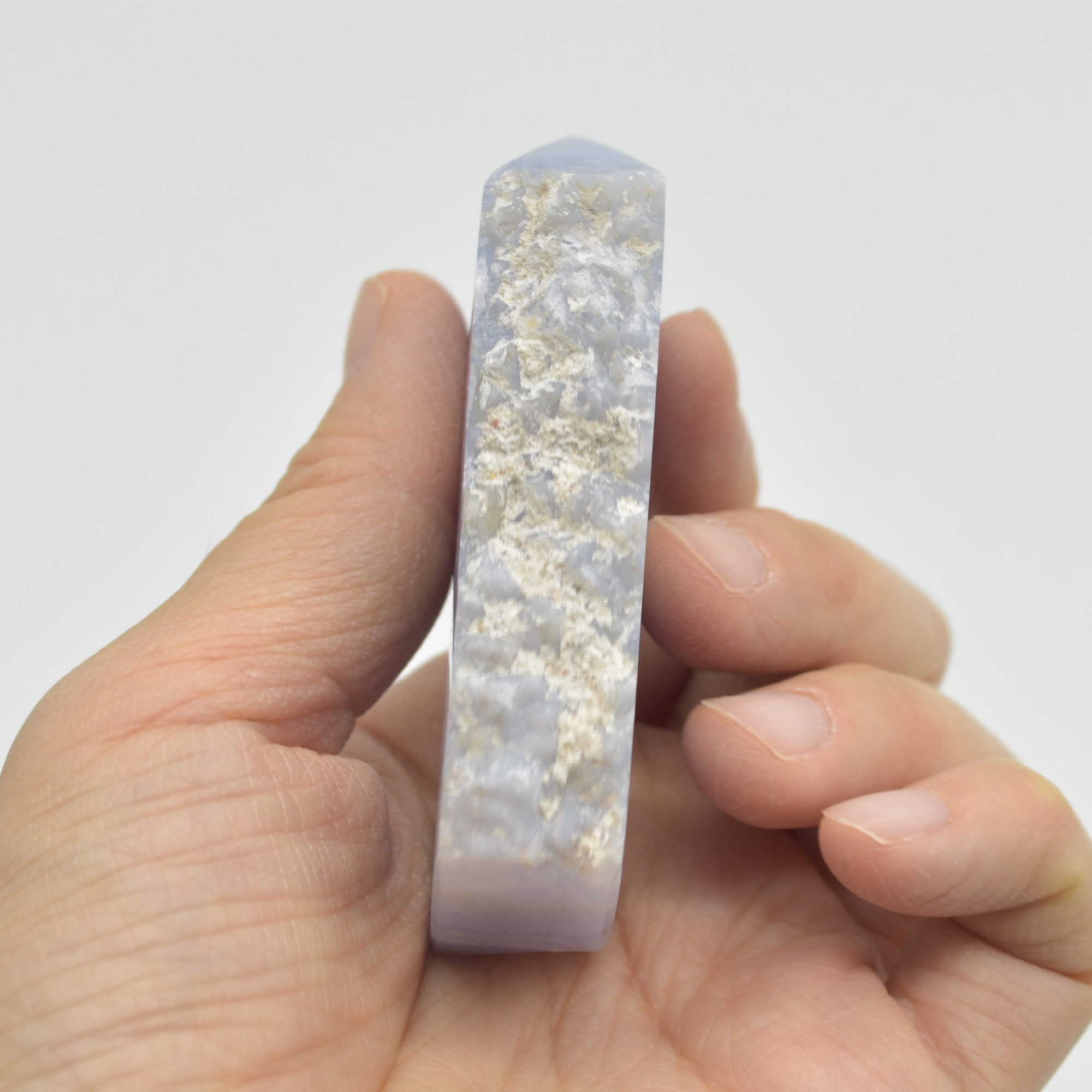 High Quality Blue Lace Agate Tower Point Slice - 7.2cm x 4cm x 1.6cm - 89 grams - #07 - Image 4