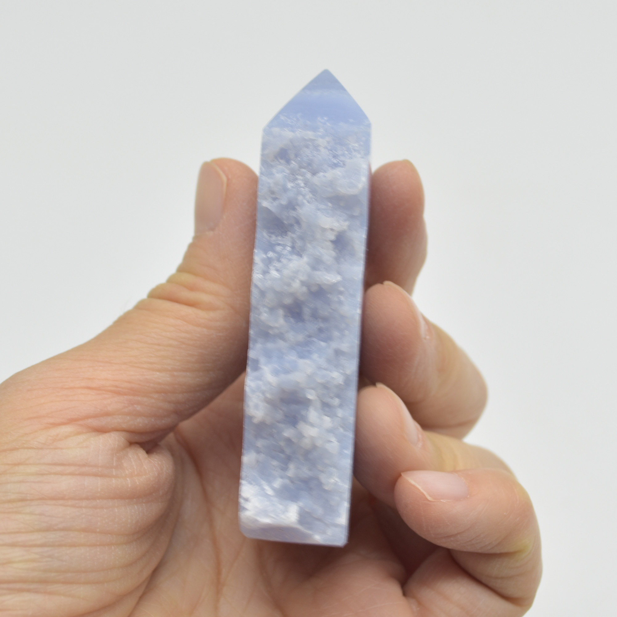 High Quality Blue Lace Agate Tower Point Slice - 7.2cm x 4cm x 1.6cm - 89 grams - #07 - Image 6
