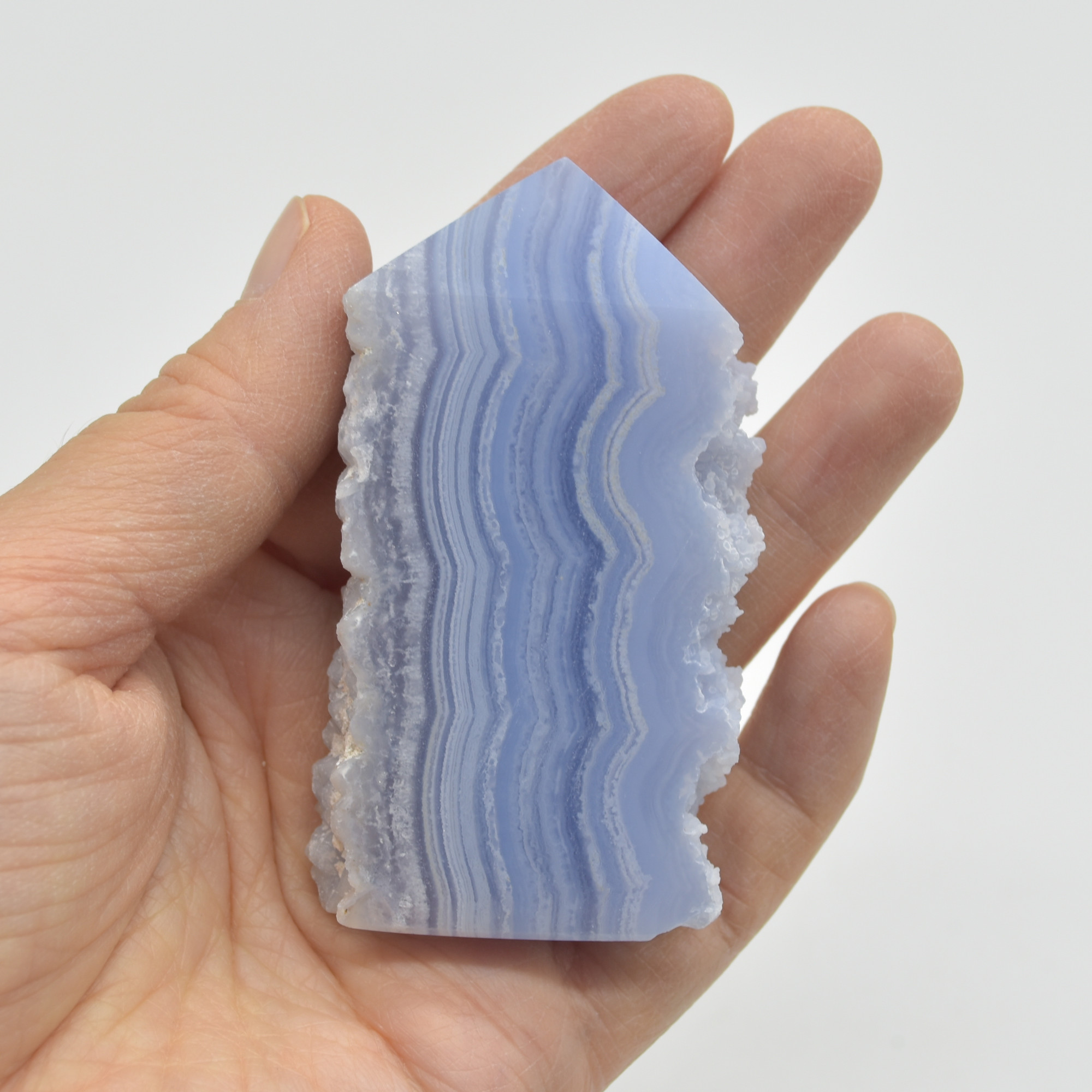 High Quality Blue Lace Agate Tower Point Slice - 7.2cm x 4cm x 1.6cm - 89 grams - #07 - Image 7