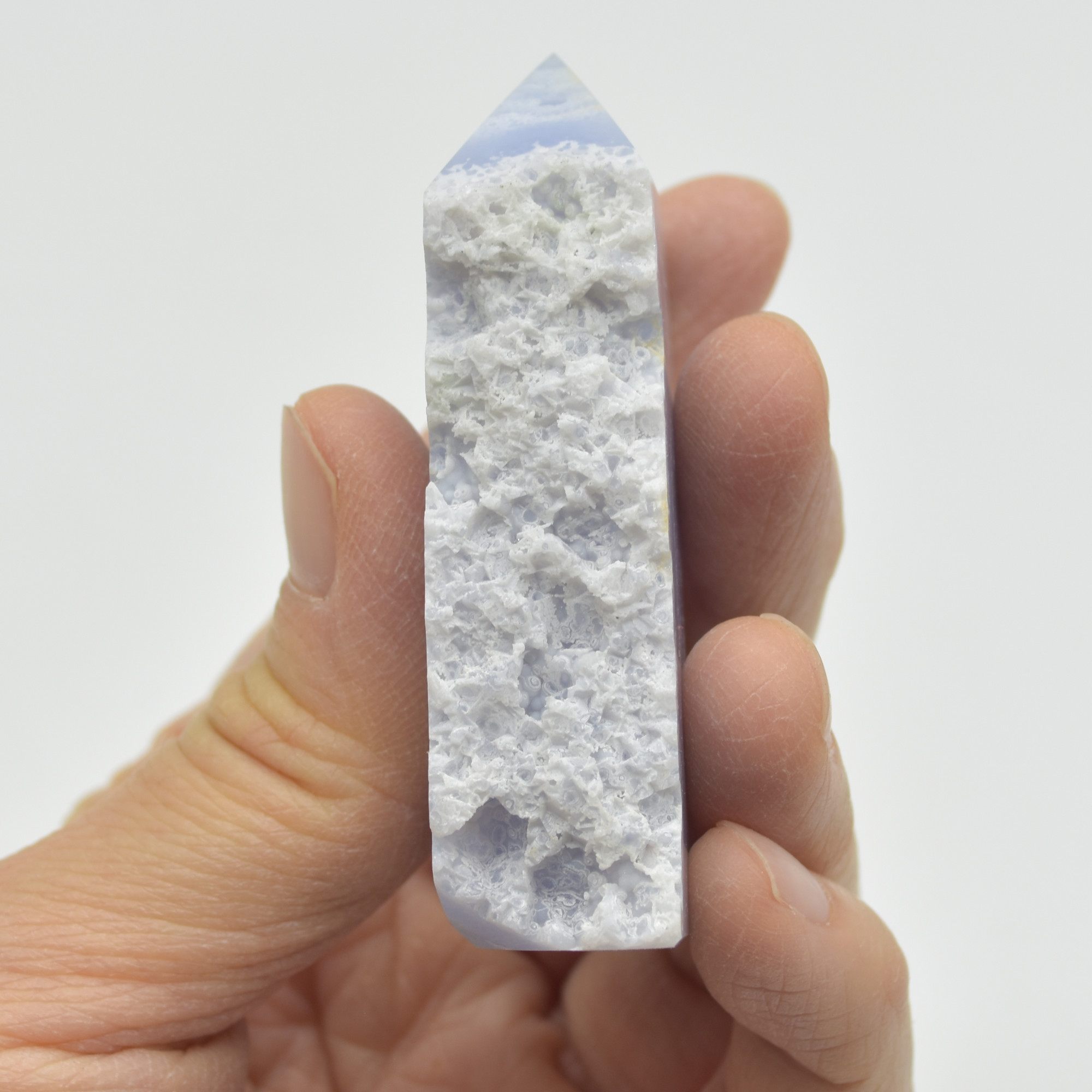 High Quality Blue Lace Agate Tower Point Slice - 6.3cm x 3.5cm x 1.6cm - 72 grams - #08 - Image 4