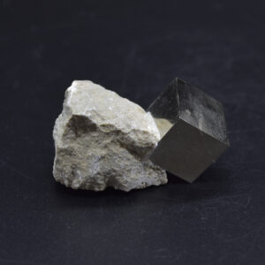 Pyrite Natural Crystal Cube Cluster in Basalt Matrix from Navajun, Spain, Fools Gold, 65 grams #38