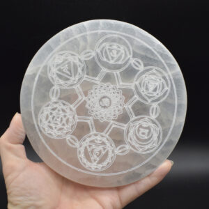 Selenite (Satin Spar) Chakra Round Charging Plate - 1 Count - 12 - 14cm