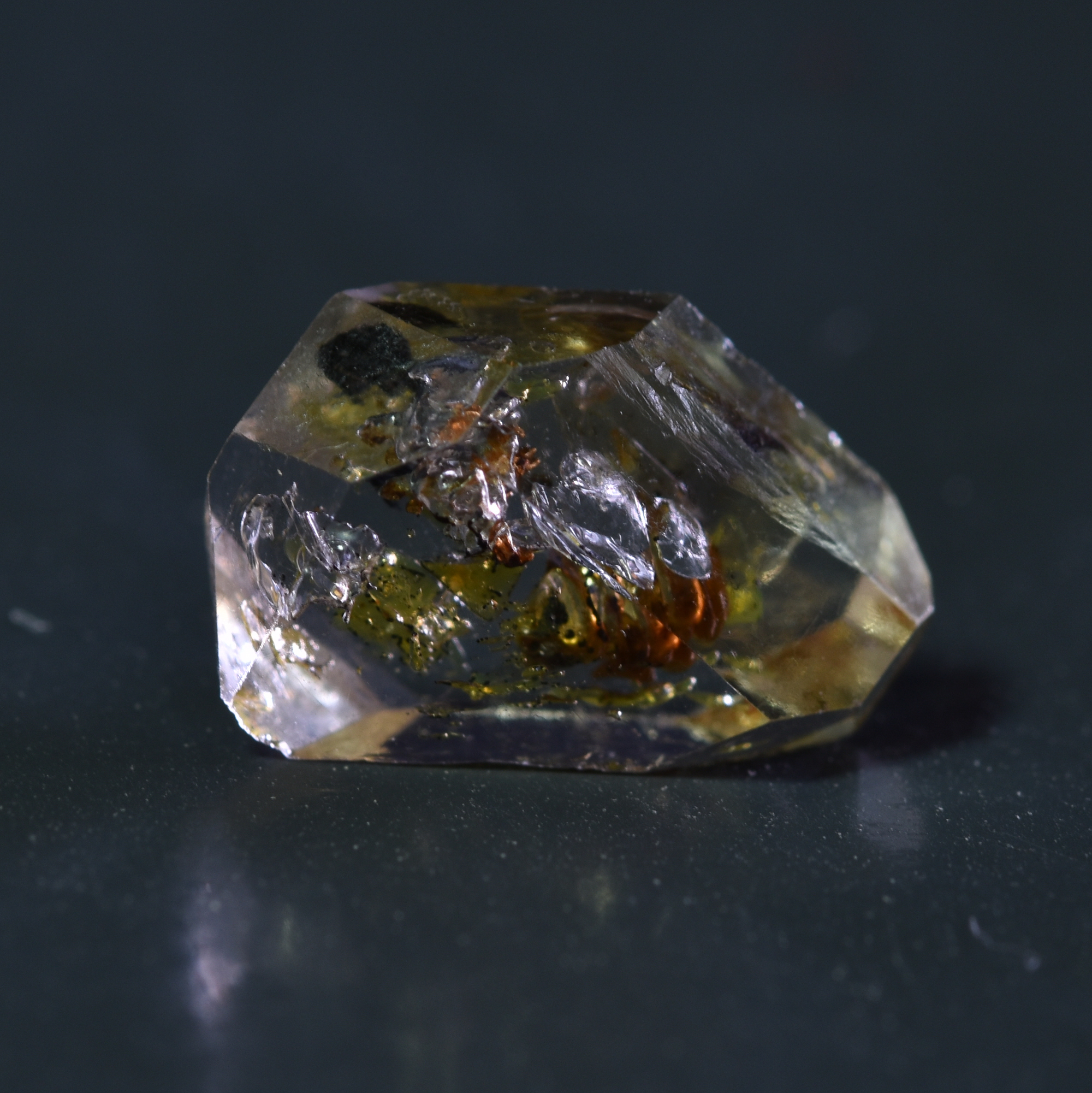 Golden Enhydro Petroleum Oil Diamond Quartz UV Fluorescent with Moving Bubble from Pakistan - 2 Count - 6.5ct #14 - Image 3