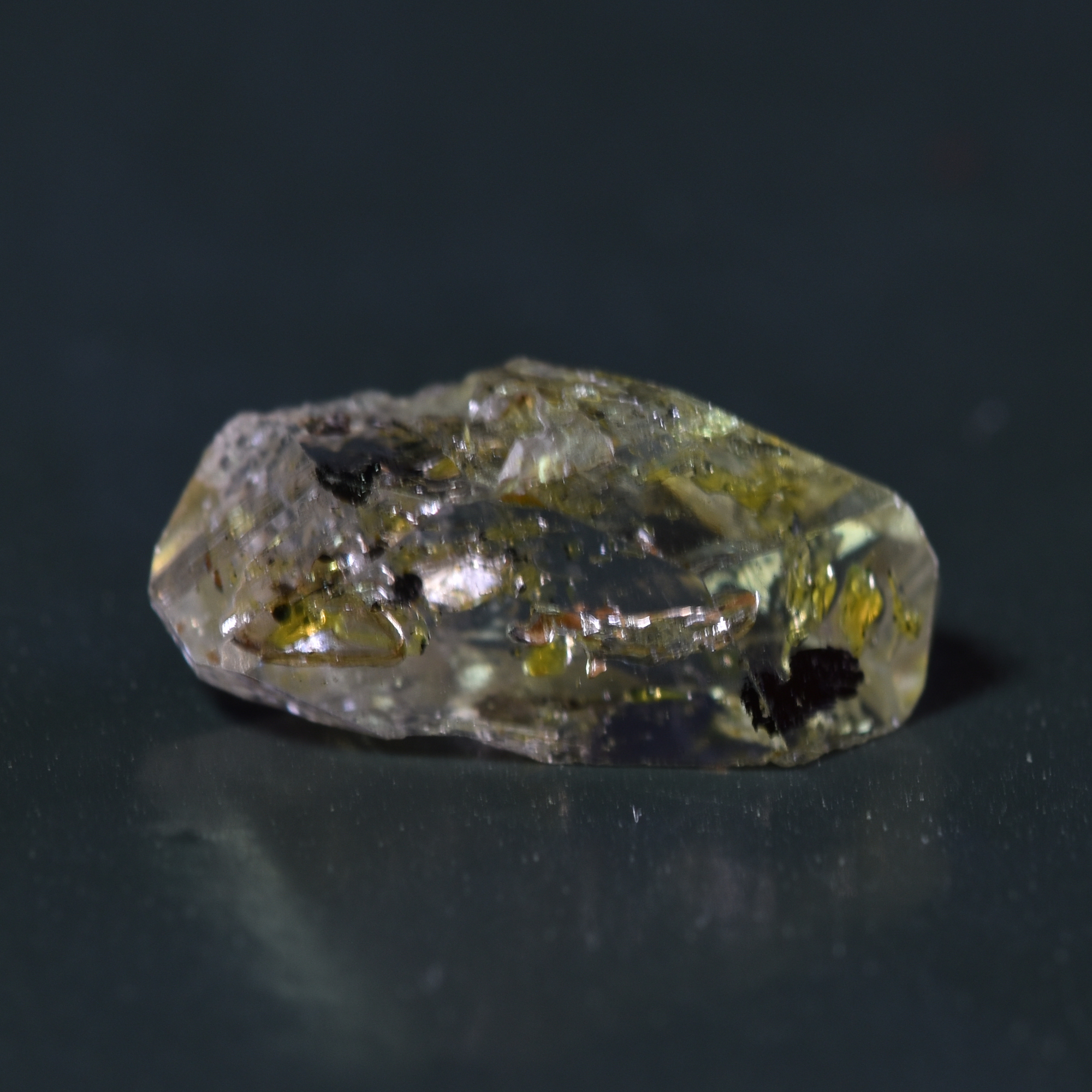 Golden Enhydro Petroleum Oil Diamond Quartz UV Fluorescent with Moving Bubble from Pakistan - 2 Count - 6.5ct #14 - Image 5