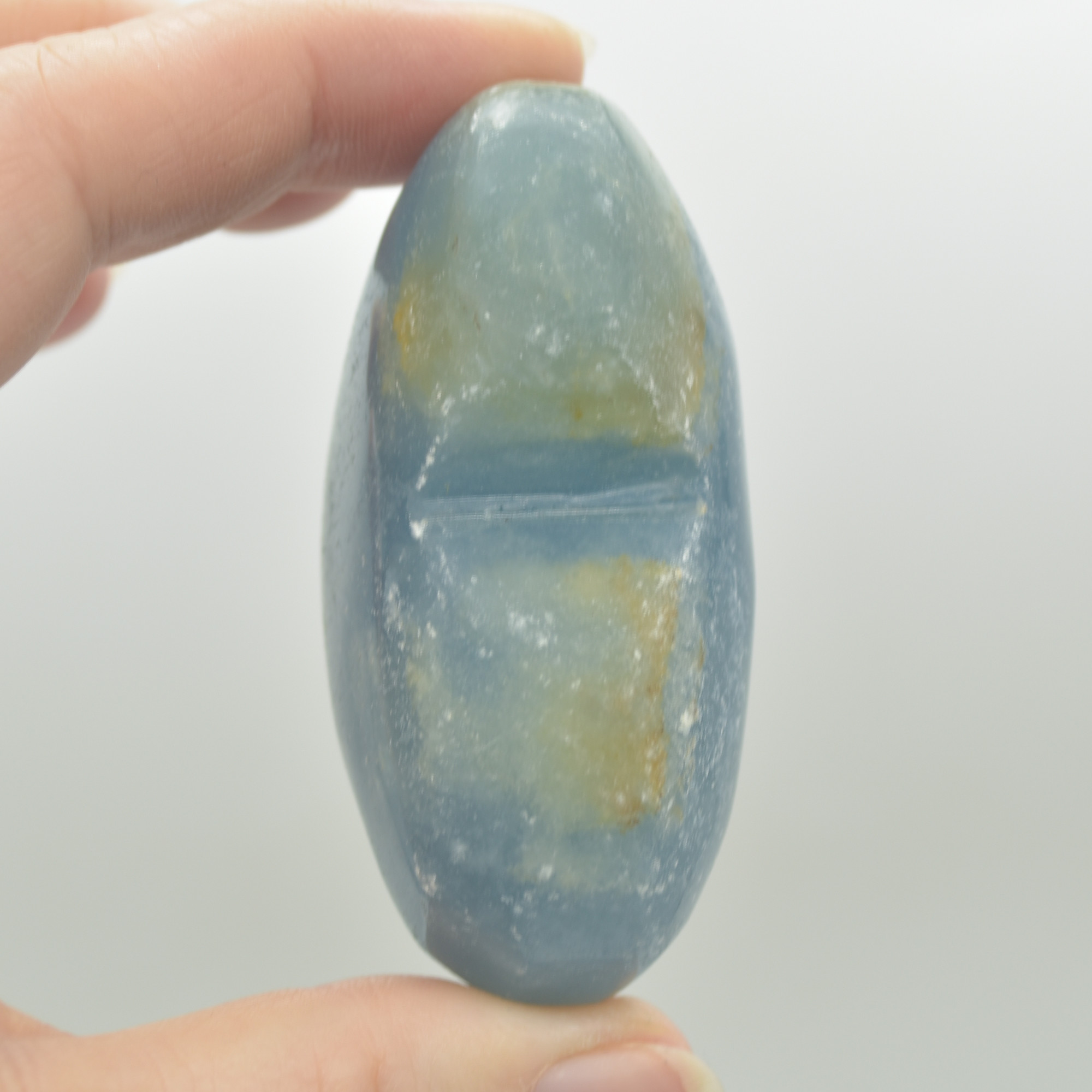 Blue Onyx Lemerian Aquatine Calcite Crystal Puffy Heart - 132 grams - 5.5cm #01 - Image 4