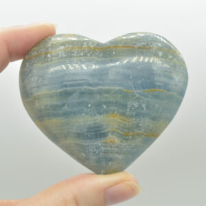 Blue Onyx Lemerian Aquatine Calcite Crystal Puffy Heart - 155 grams - 6cm #03