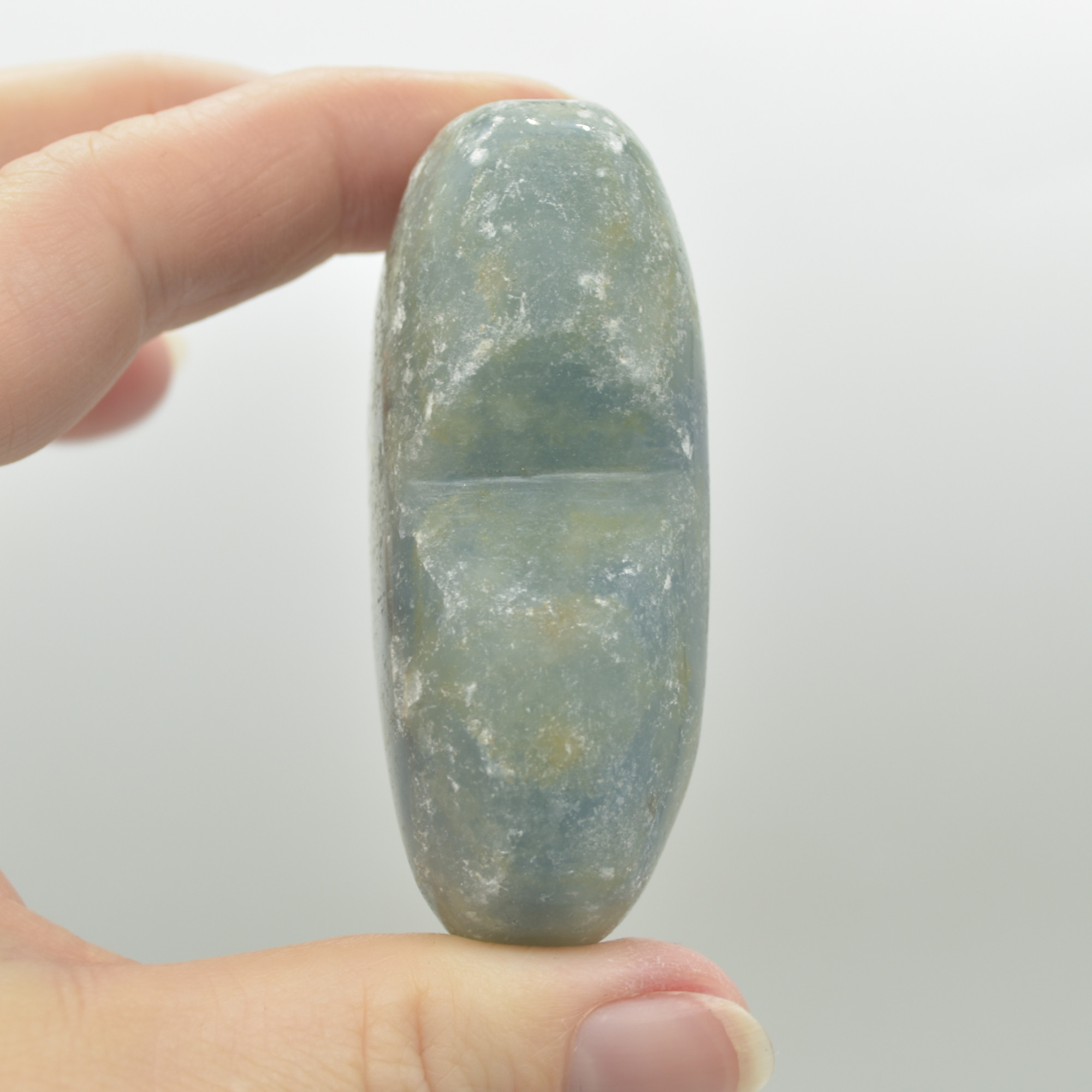 Blue Onyx Lemerian Aquatine Calcite Crystal Puffy Heart - 125 grams - 5.5cm #04 - Image 3