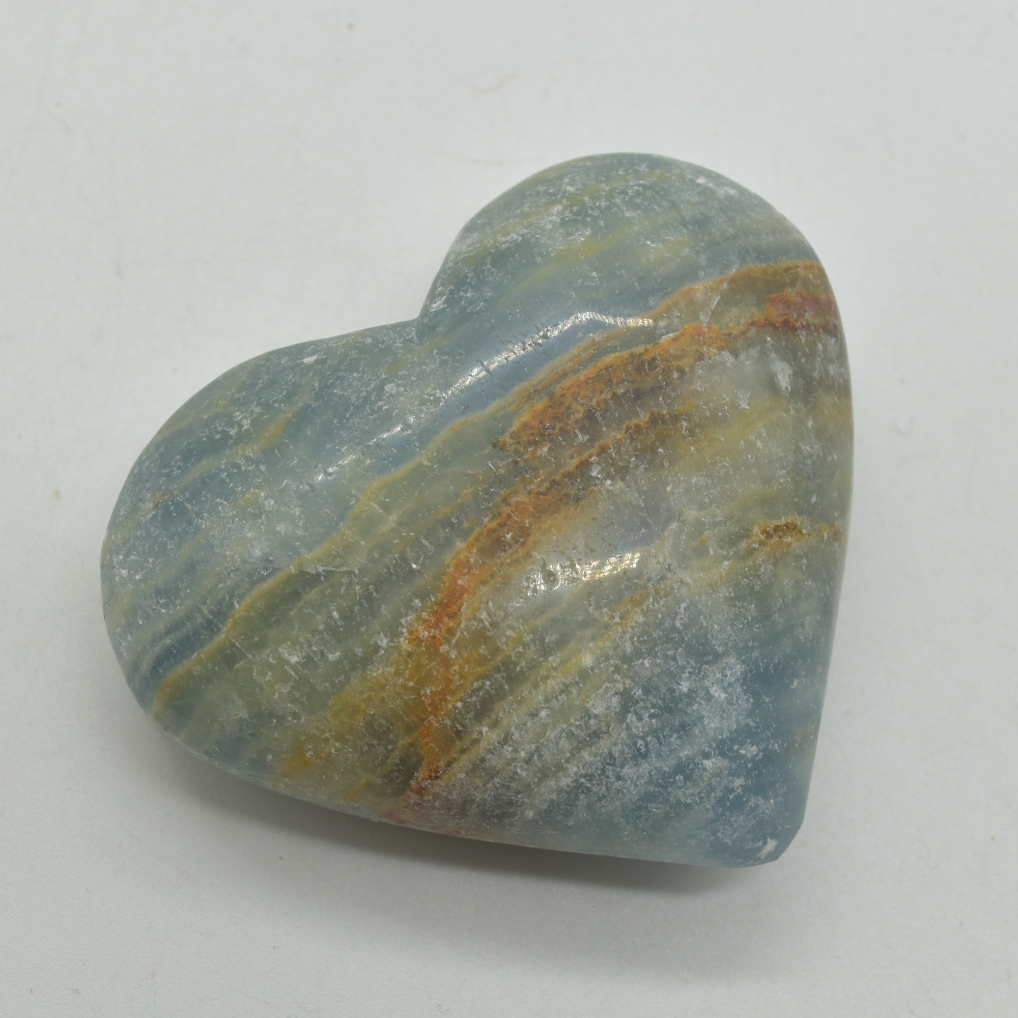 Blue Onyx Lemerian Aquatine Calcite Crystal Puffy Heart - 125 grams - 5.5cm #04 - Image 4