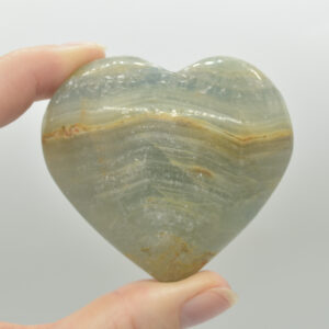 Blue Onyx Lemerian Aquatine Calcite Crystal Puffy Heart - 158 grams - 5.3cm #05