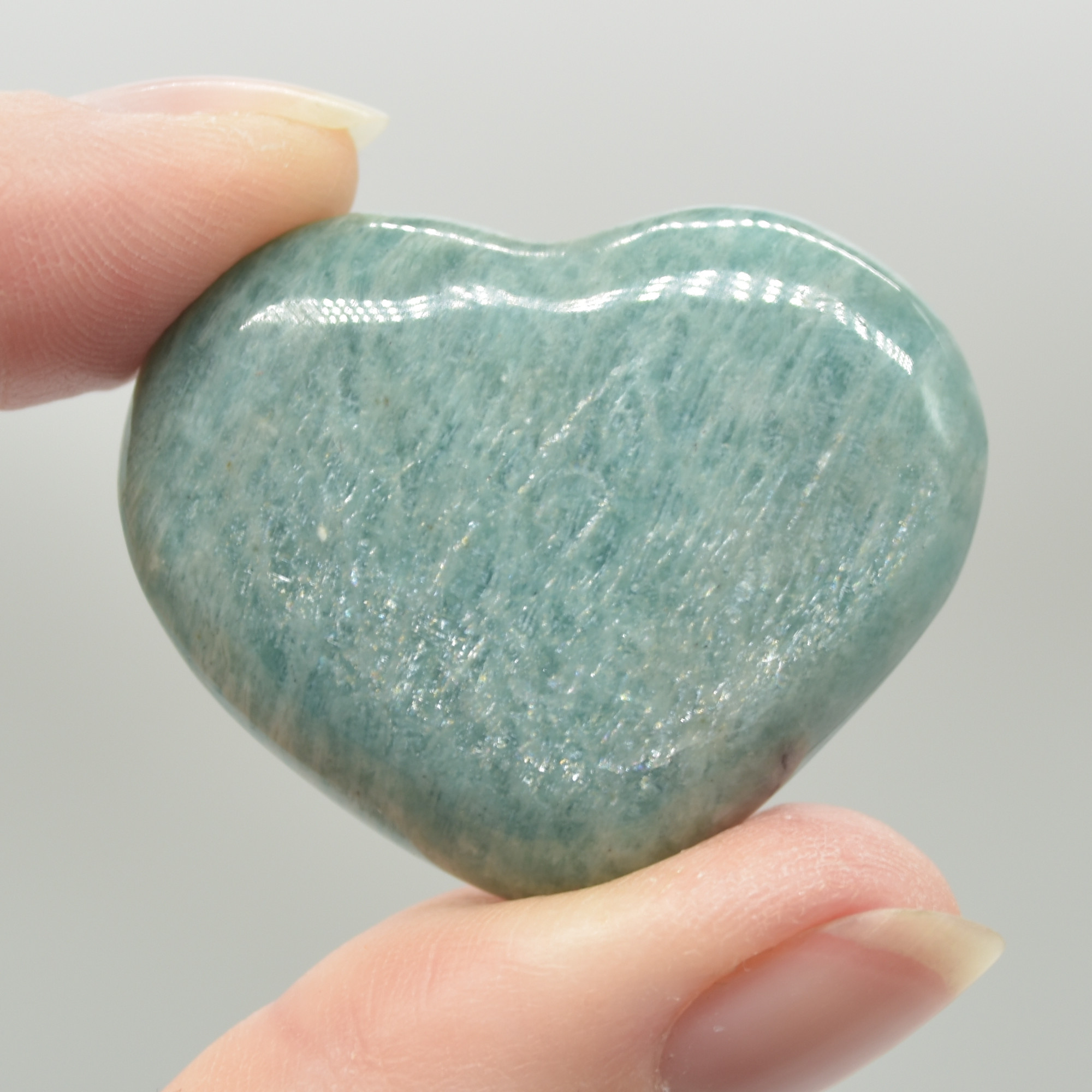 Amazonite Crystal Puffy Heart - 3cm - 3.5cm - 1 Count - Image 3