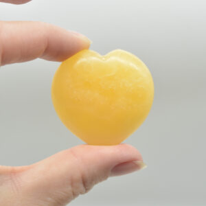 Yellow Calcite Crystal Puffy Heart - 4cm x 1.5cm - 1 Count