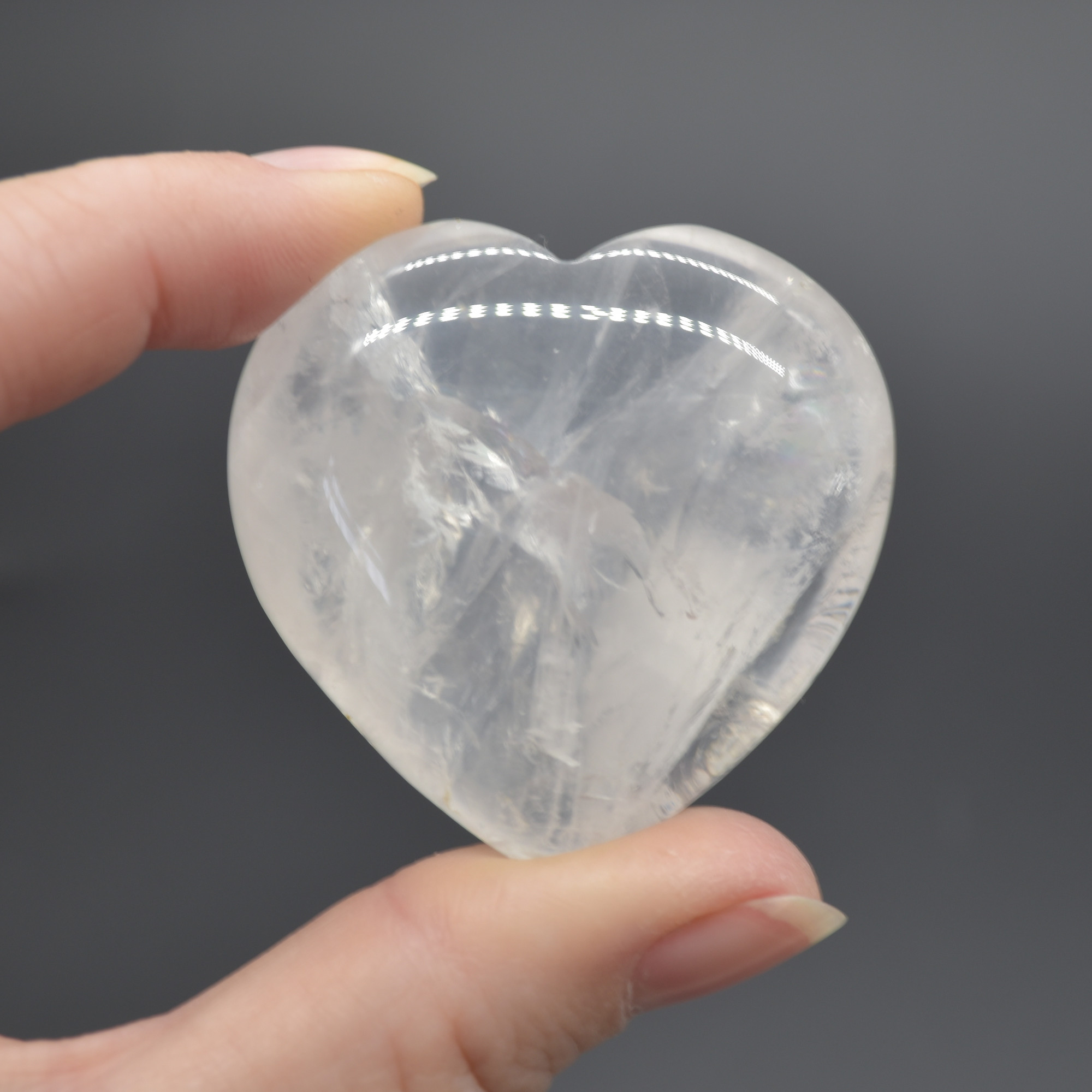 Crystal Quartz Crystal Puffy Heart - 4.5cm - 1 Count