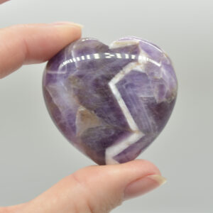 Chevron Amethyst Crystal Puffy Heart - 4.5cm - 1 Count