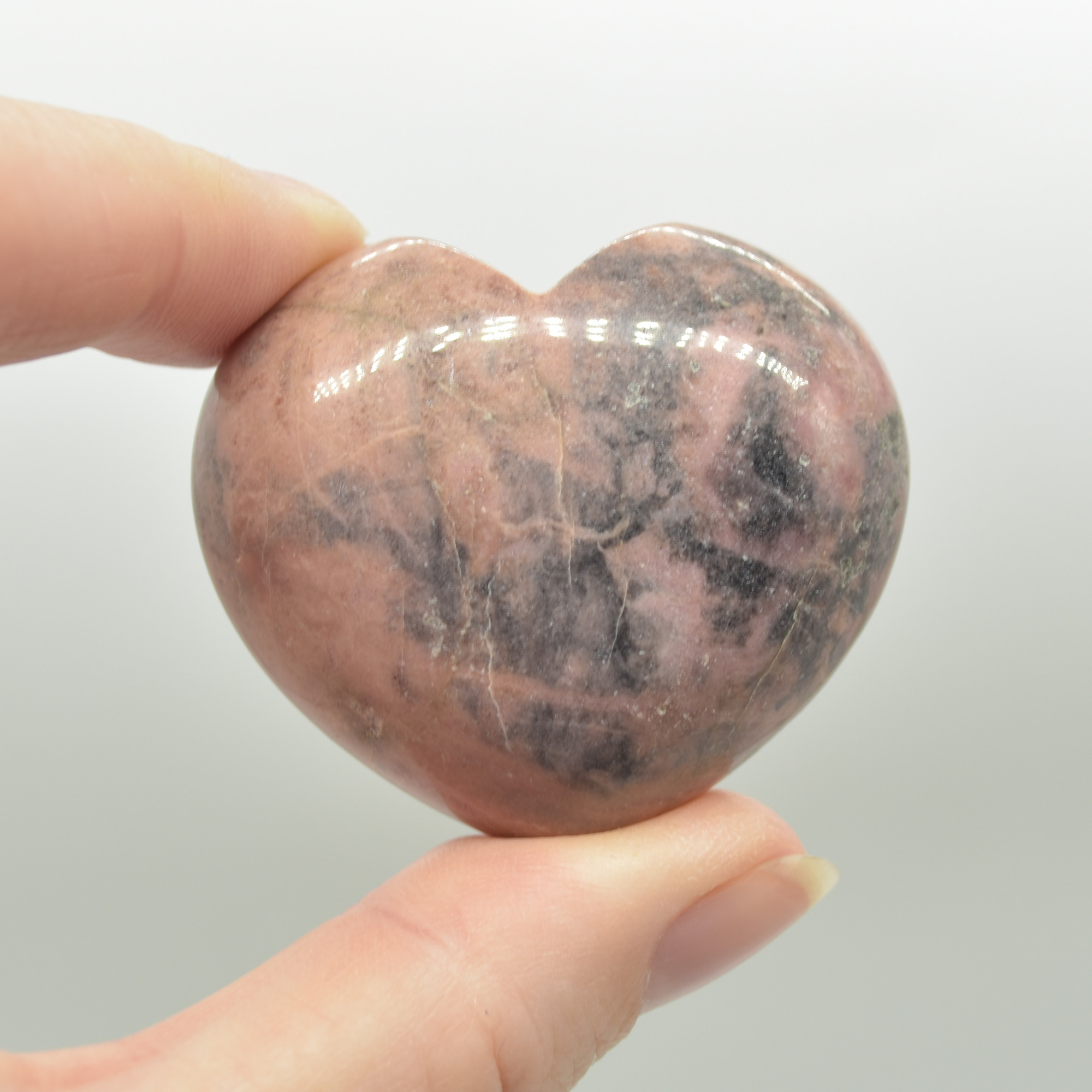 Rhodonite Crystal Puffy Heart - 4.5cm x 2.5cm - 1 Count - Image 3