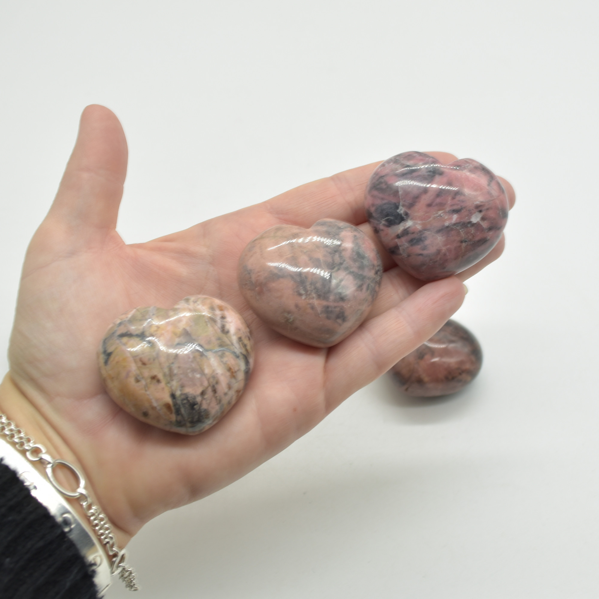 Rhodonite Crystal Puffy Heart - 4.5cm x 2.5cm - 1 Count - Image 4