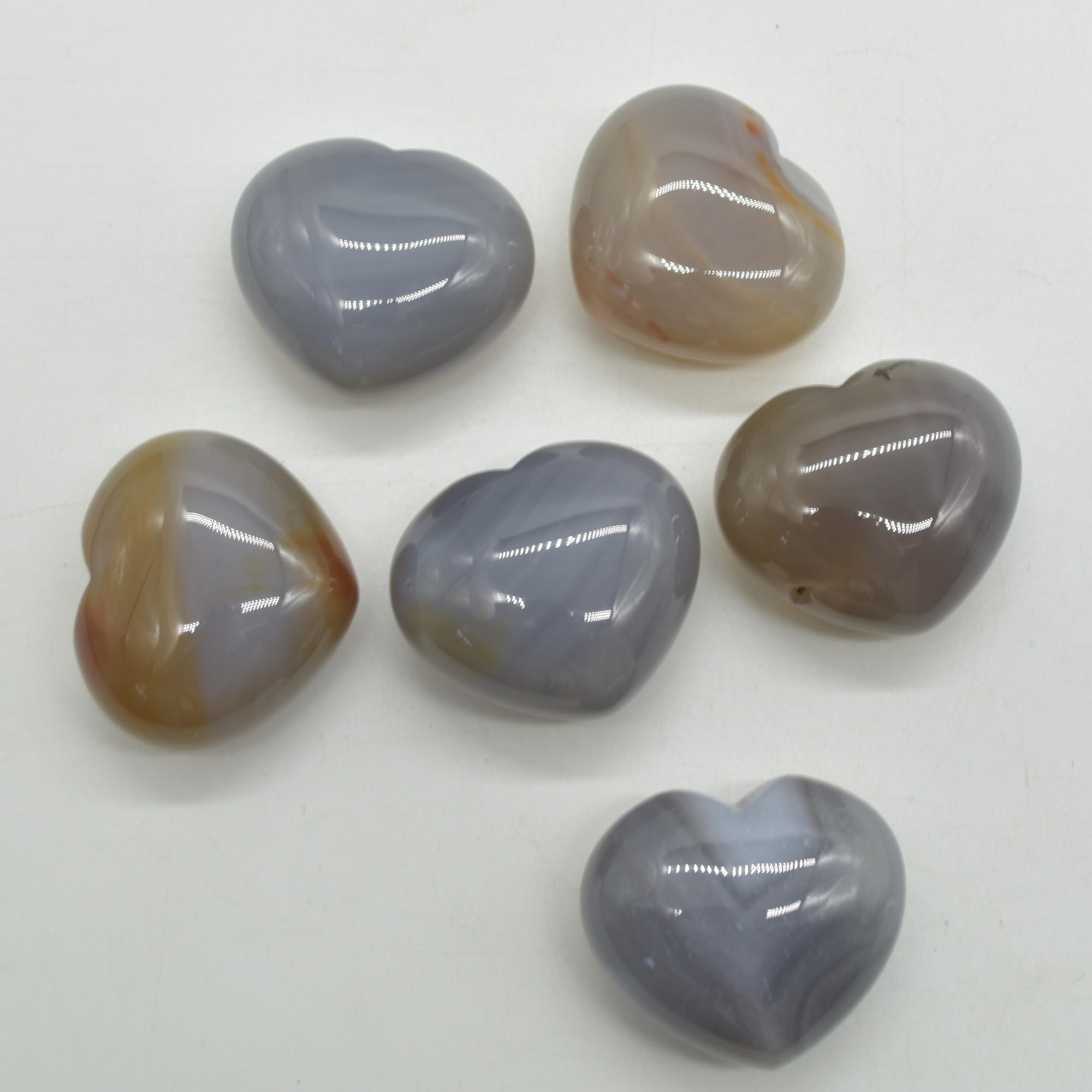 Grey Agate Crystal Puffy Heart - 4.5cm x 2.5cm - 1 Count - Image 2