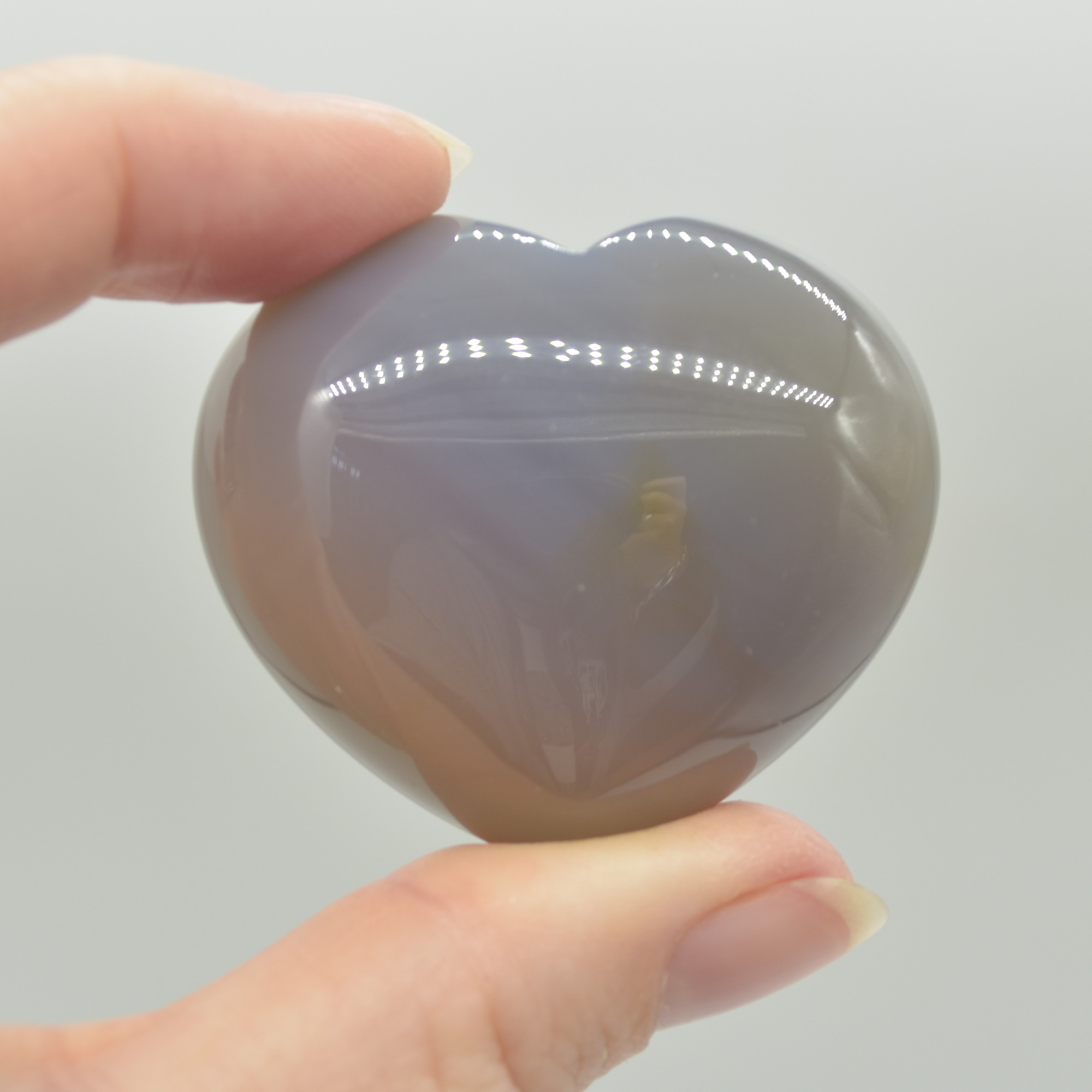 Grey Agate Crystal Puffy Heart - 4.5cm x 2.5cm - 1 Count - Image 3