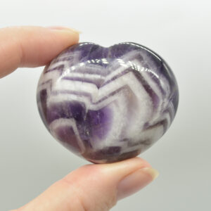 Chevron Amethyst Crystal Puffy Heart - 4.5cm x 2.5cm - 1 Count