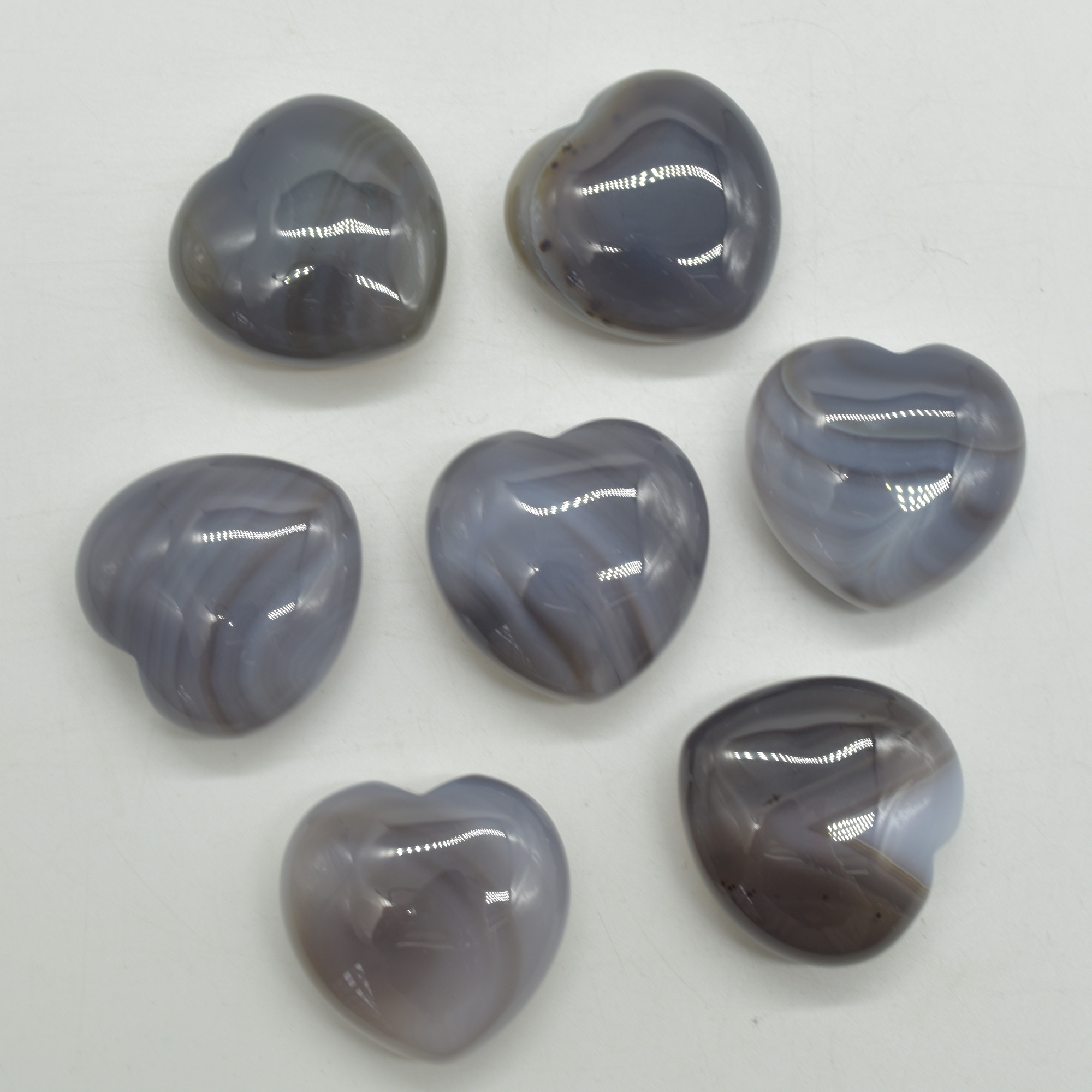 Grey Agate Crystal Puffy Heart - 4cm - 1 Count - Image 2