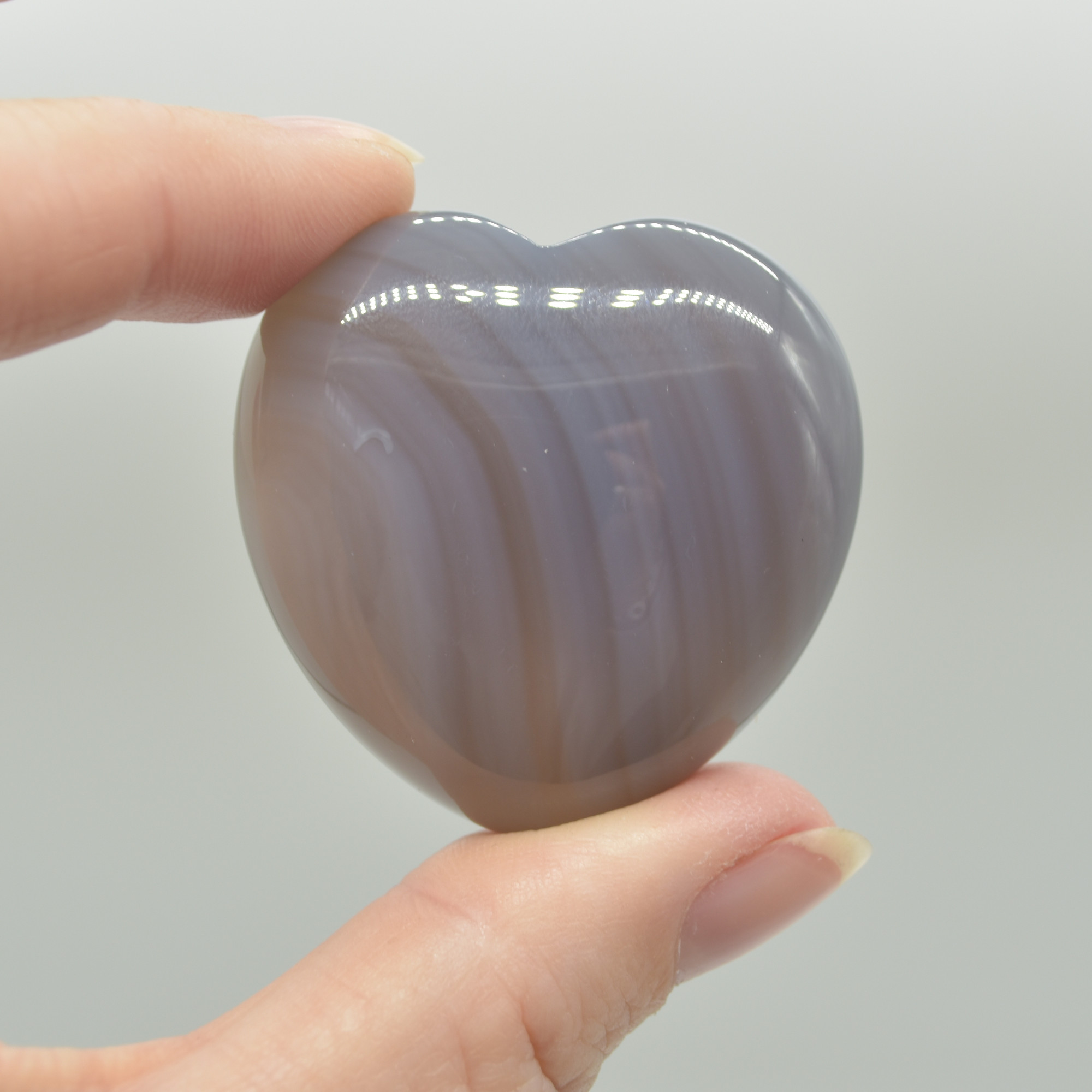 Grey Agate Crystal Puffy Heart - 4cm - 1 Count - Image 3