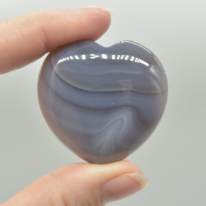 Grey Agate Crystal Puffy Heart - 4cm - 1 Count