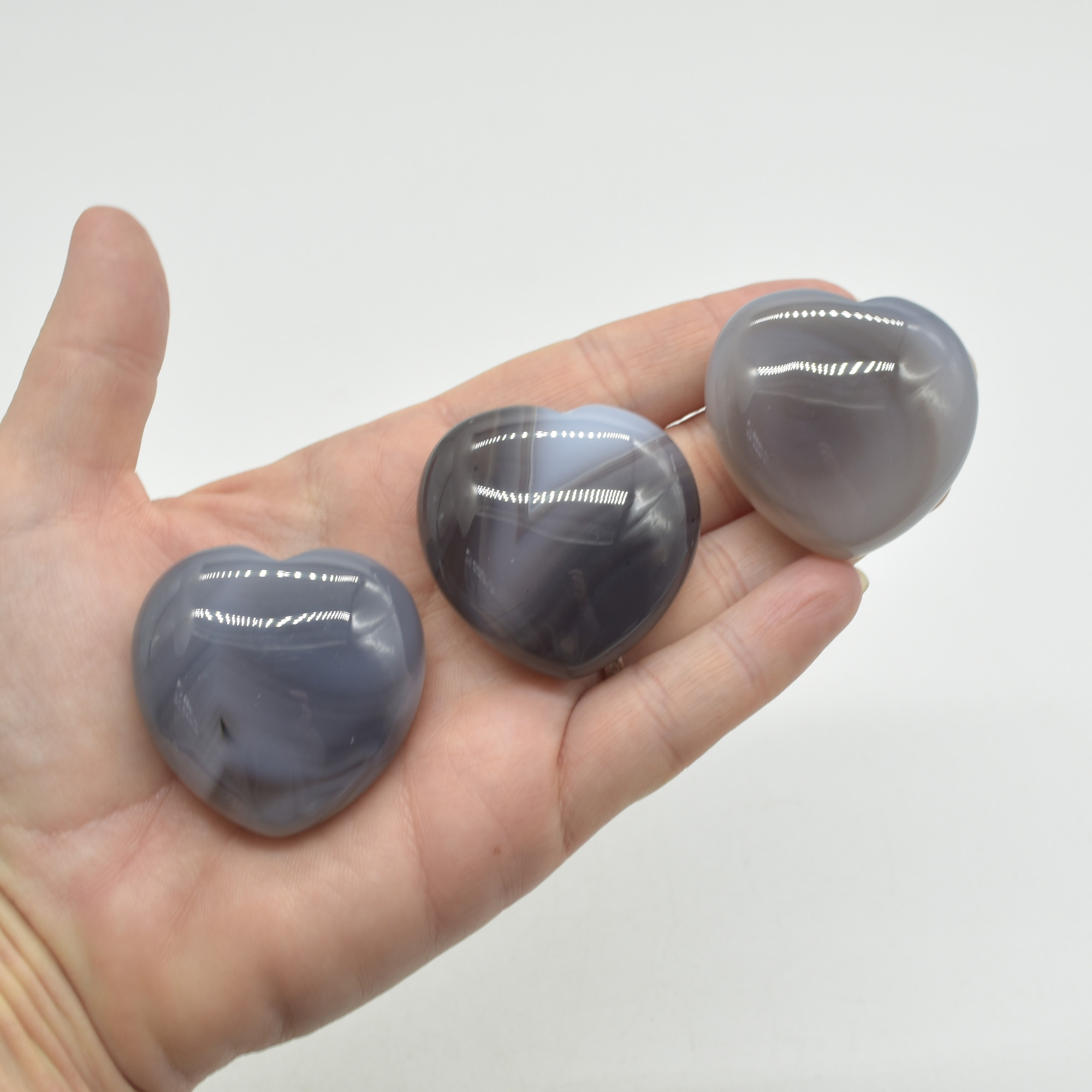 Grey Agate Crystal Puffy Heart - 4cm - 1 Count - Image 4