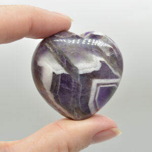 Chevron Amethyst Crystal Puffy Heart - 4cm - 1 Count