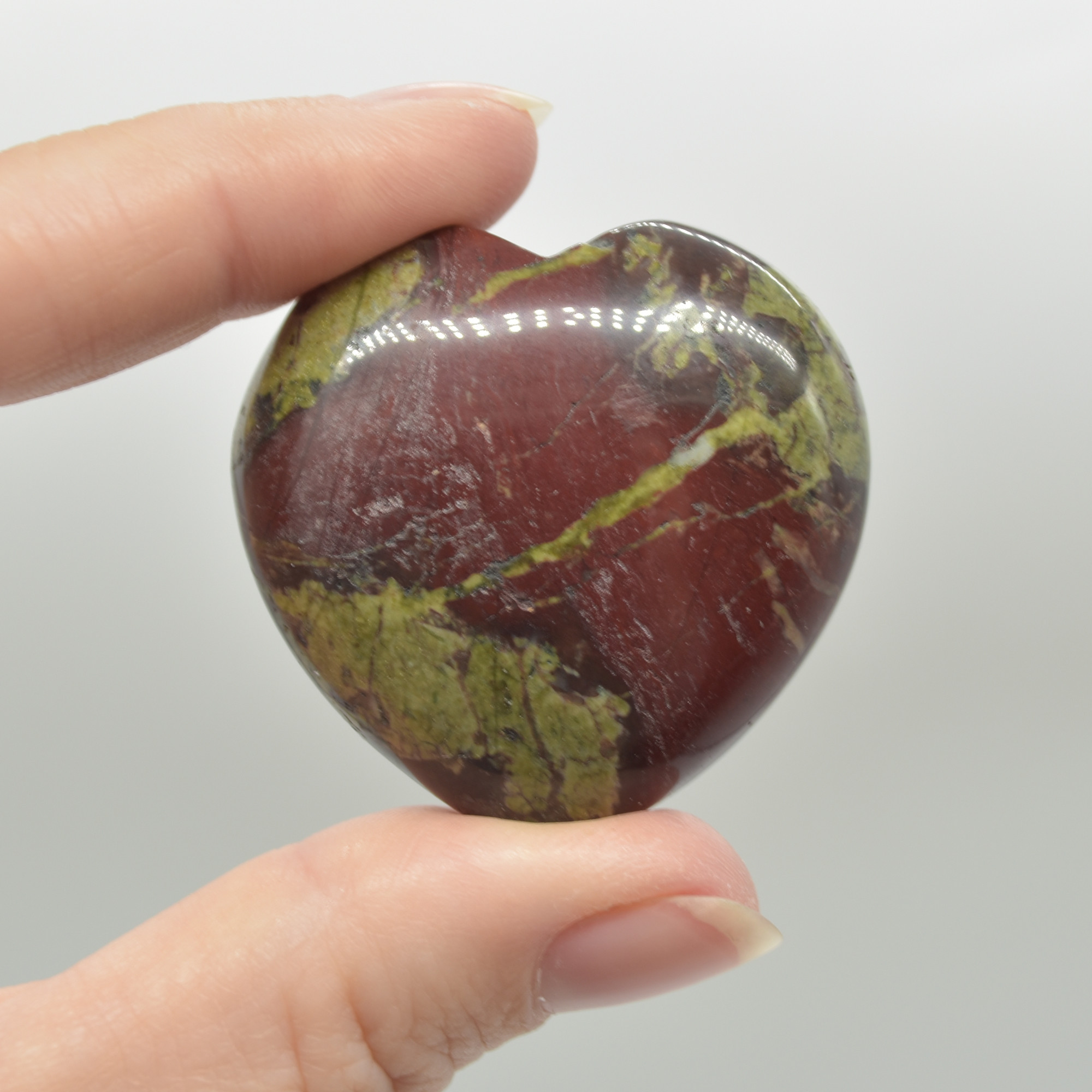 Dragon Blood Jasper Crystal Puffy Heart - 4cm - 1 Count - Image 3