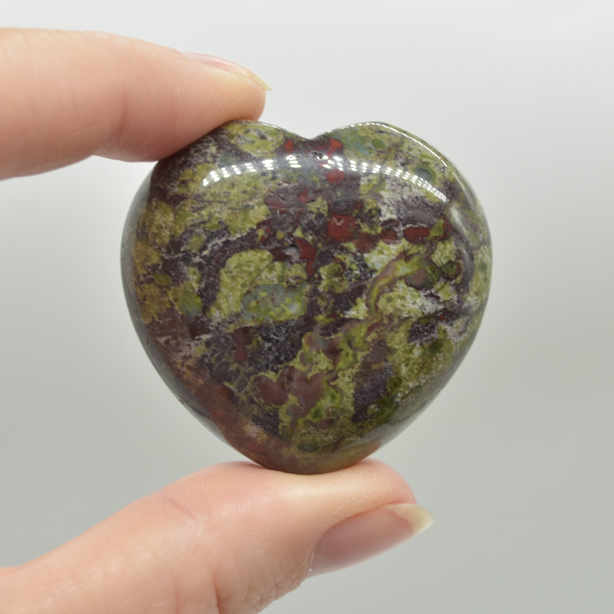 Dragon Blood Jasper Crystal Puffy Heart - 4cm - 1 Count