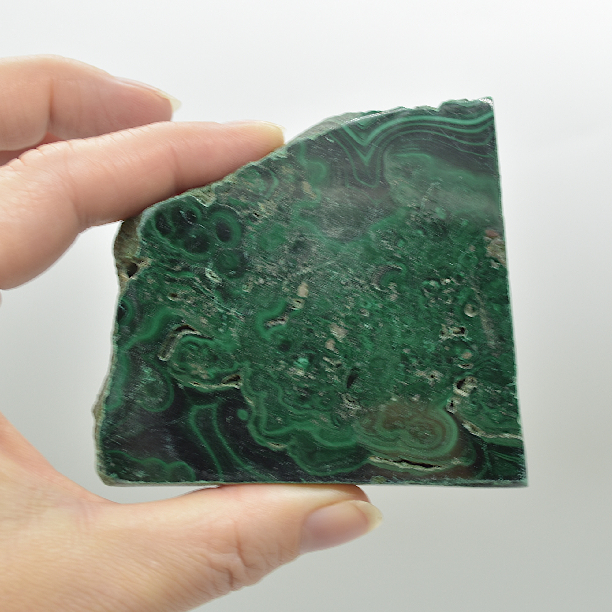 Malachite Crystal Freeform Slice, Slab - 7cm x 7.3cm x 0.9cm - 155 grams - #16 - Image 2
