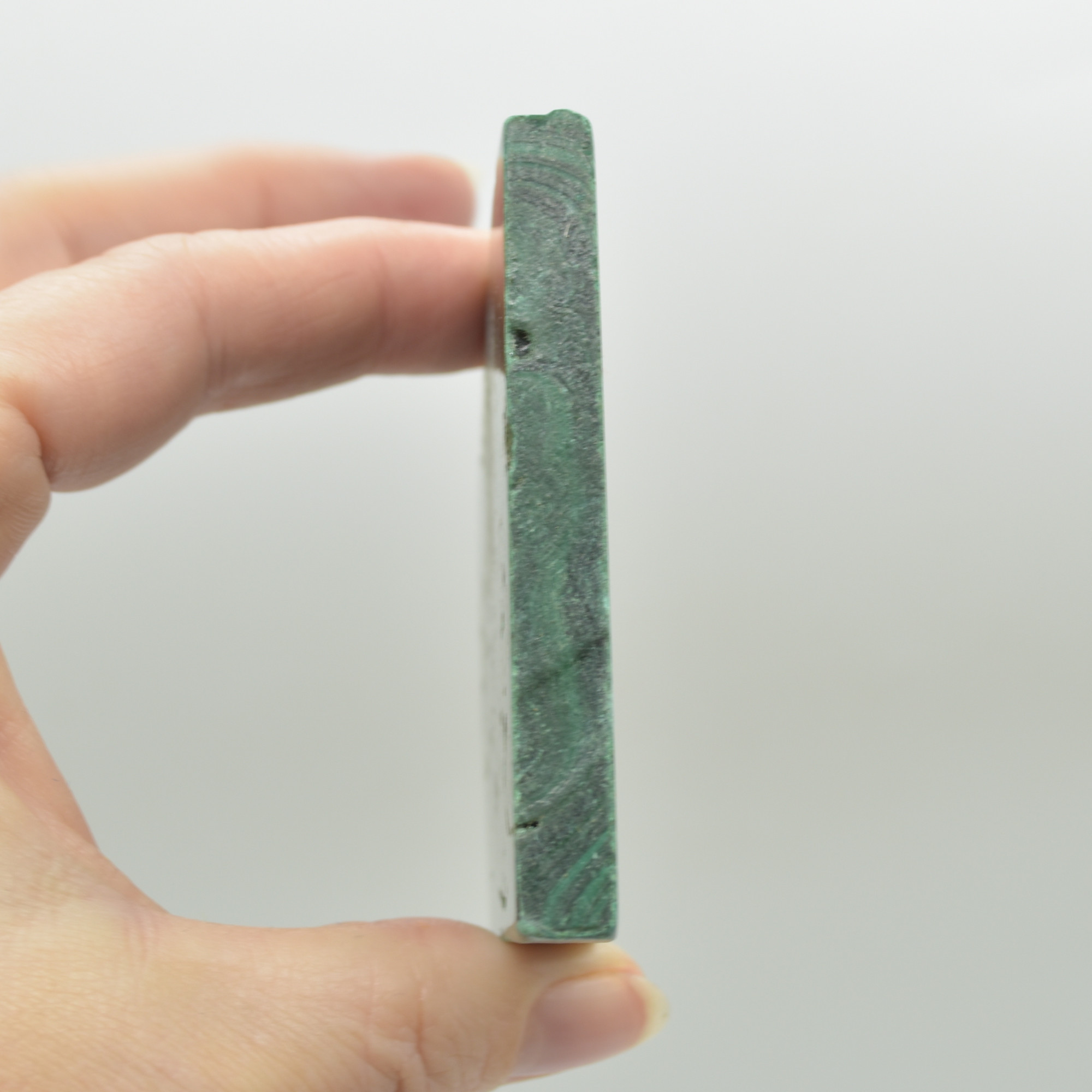 Malachite Crystal Freeform Slice, Slab - 7cm x 7.3cm x 0.9cm - 155 grams - #16 - Image 3