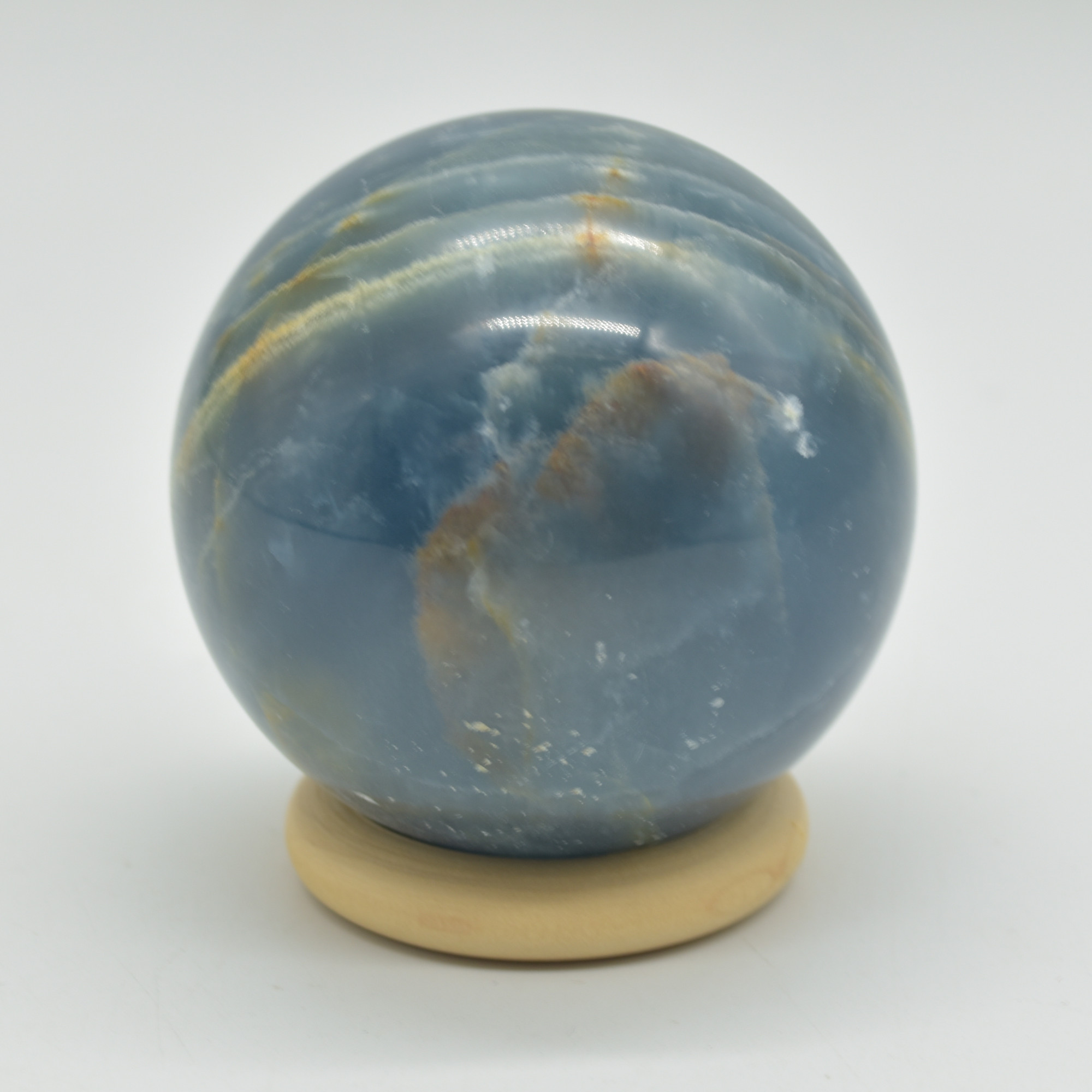 Blue Onyx Lemerian Aquatine Calcite Crystal Sphere Ball - 319 grams - 5.5cm #04