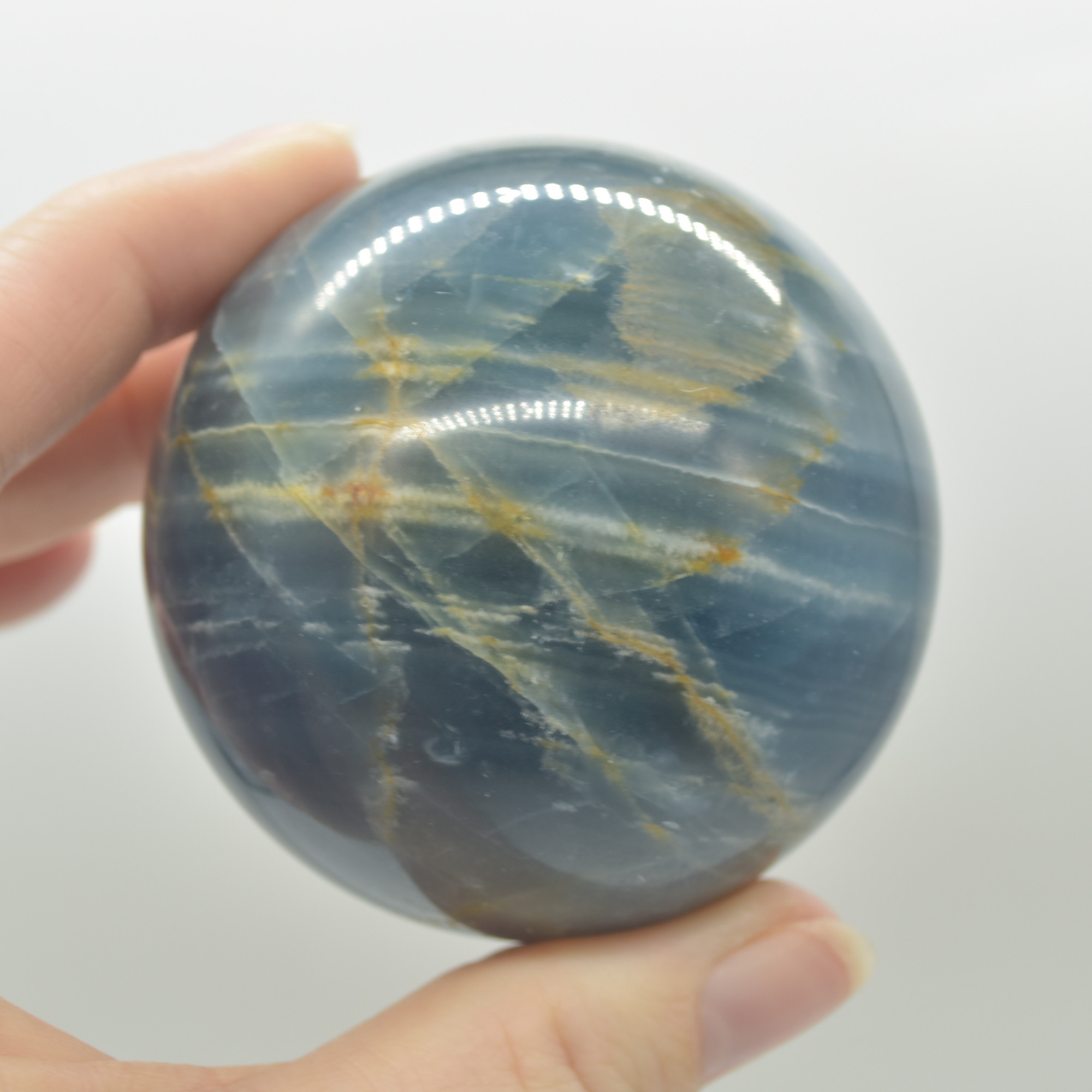 Blue Onyx Lemerian Aquatine Calcite Crystal Sphere Ball - 319 grams - 5.5cm #04 - Image 3