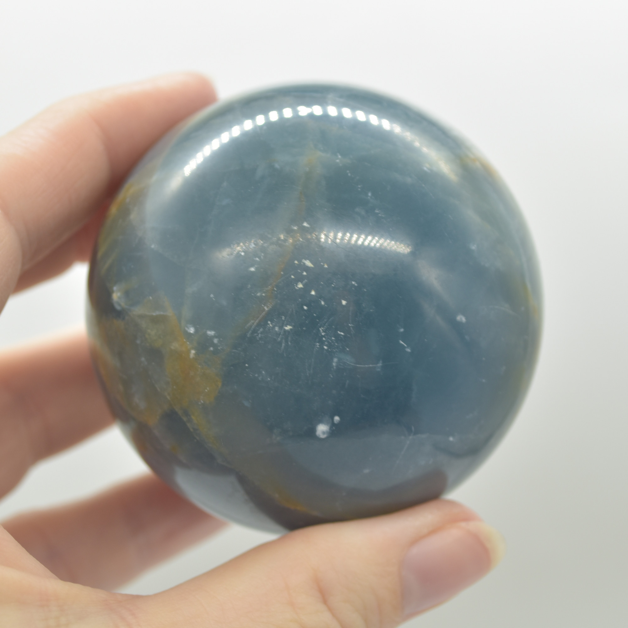 Blue Onyx Lemerian Aquatine Calcite Crystal Sphere Ball - 319 grams - 5.5cm #04 - Image 5