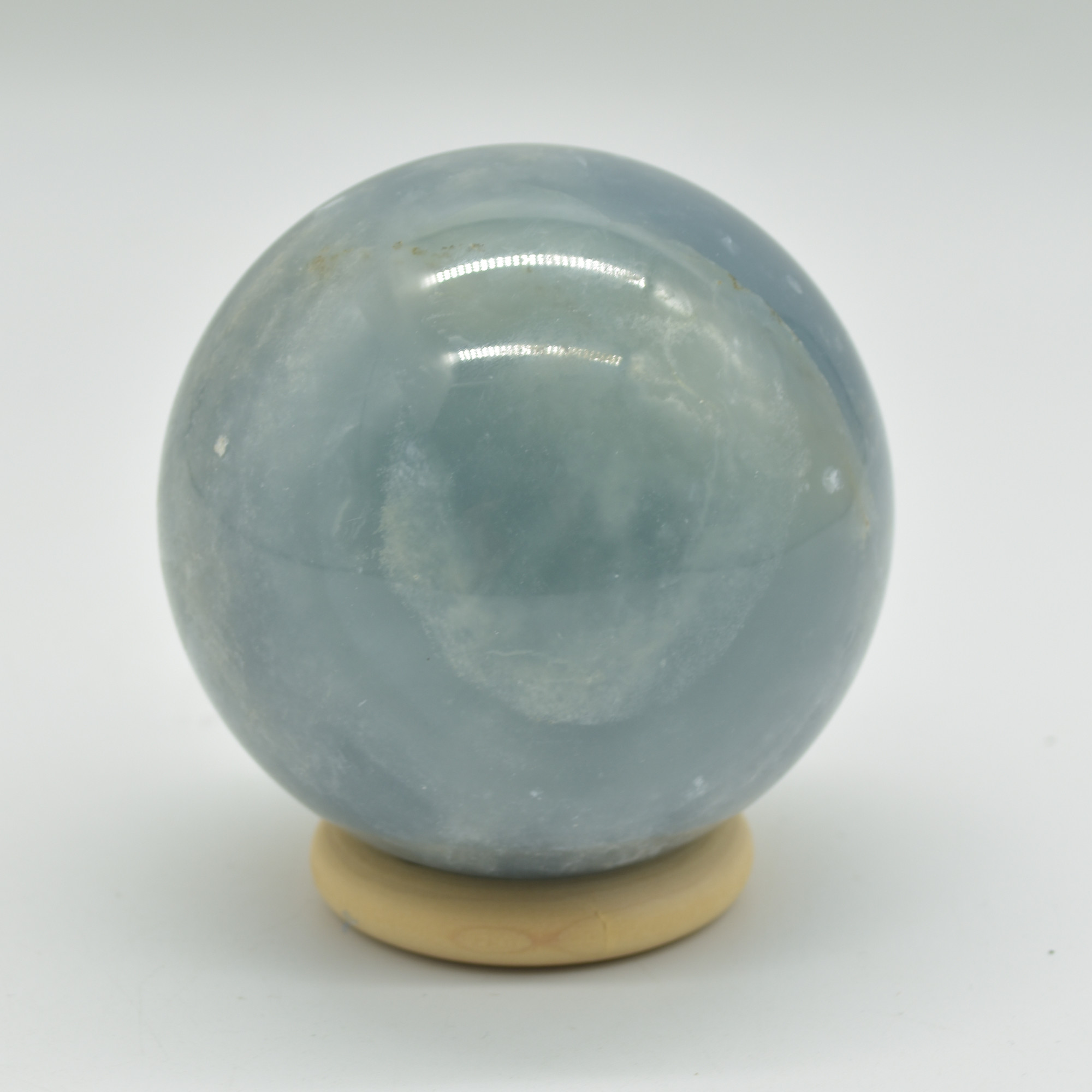 Blue Onyx Lemerian Aquatine Calcite Crystal Sphere Ball - 502 grams - 6.5cm #05 - Image 2