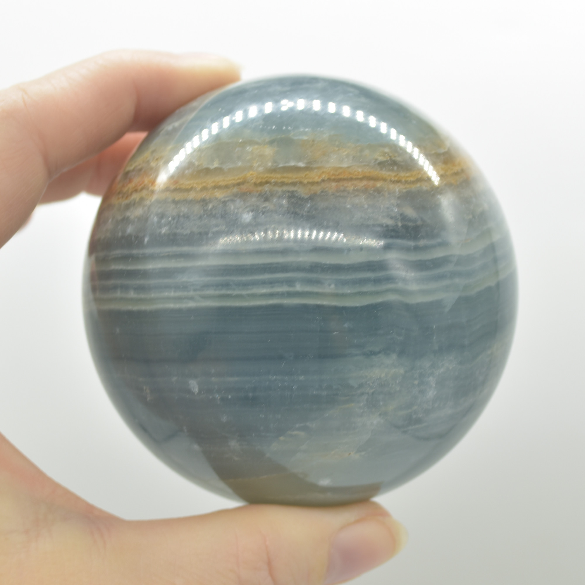 Blue Onyx Lemerian Aquatine Calcite Crystal Sphere Ball - 502 grams - 6.5cm #05 - Image 3