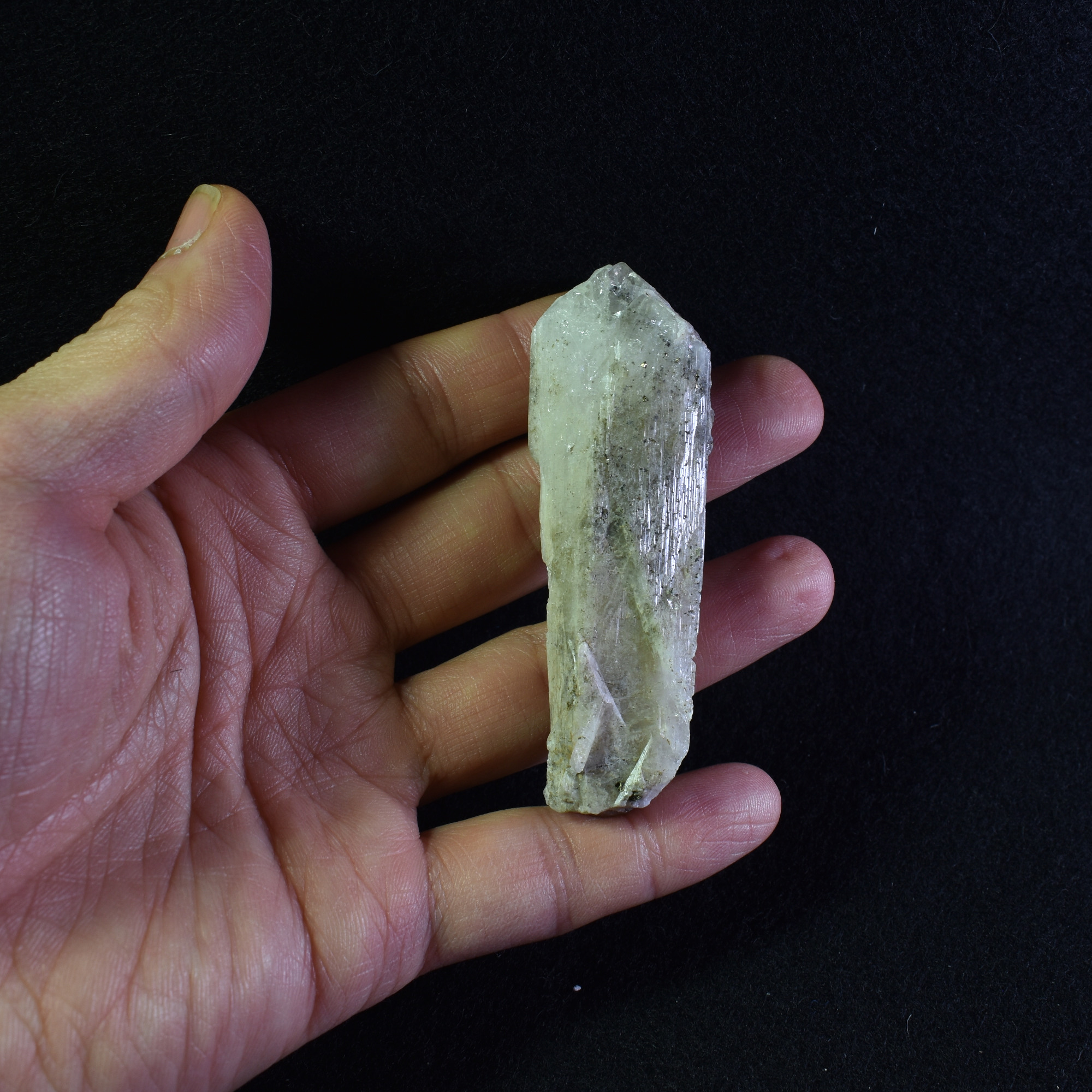 Danburite (with Pyrite and Calcite) UV Reactive Crystal Raw Point Specimen from Mexico - 42 grams - #14 - Image 7