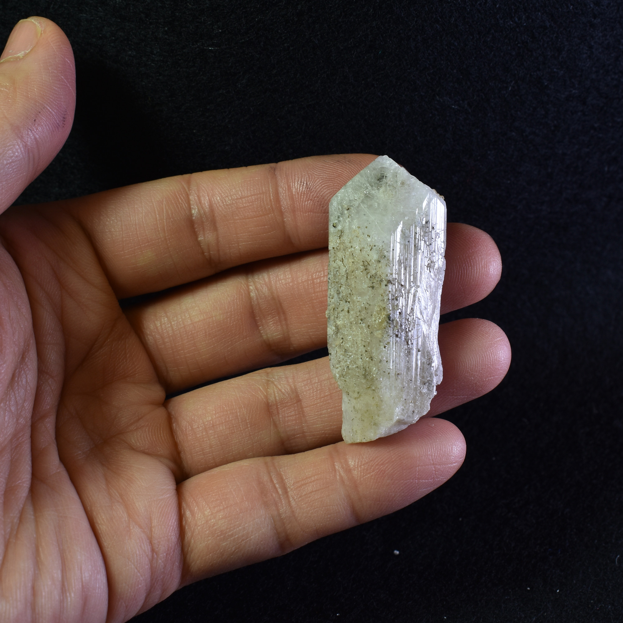 Danburite (with Pyrite and Calcite) UV Reactive Crystal Raw Point Specimen from Mexico - 24 grams - #18 - Image 8