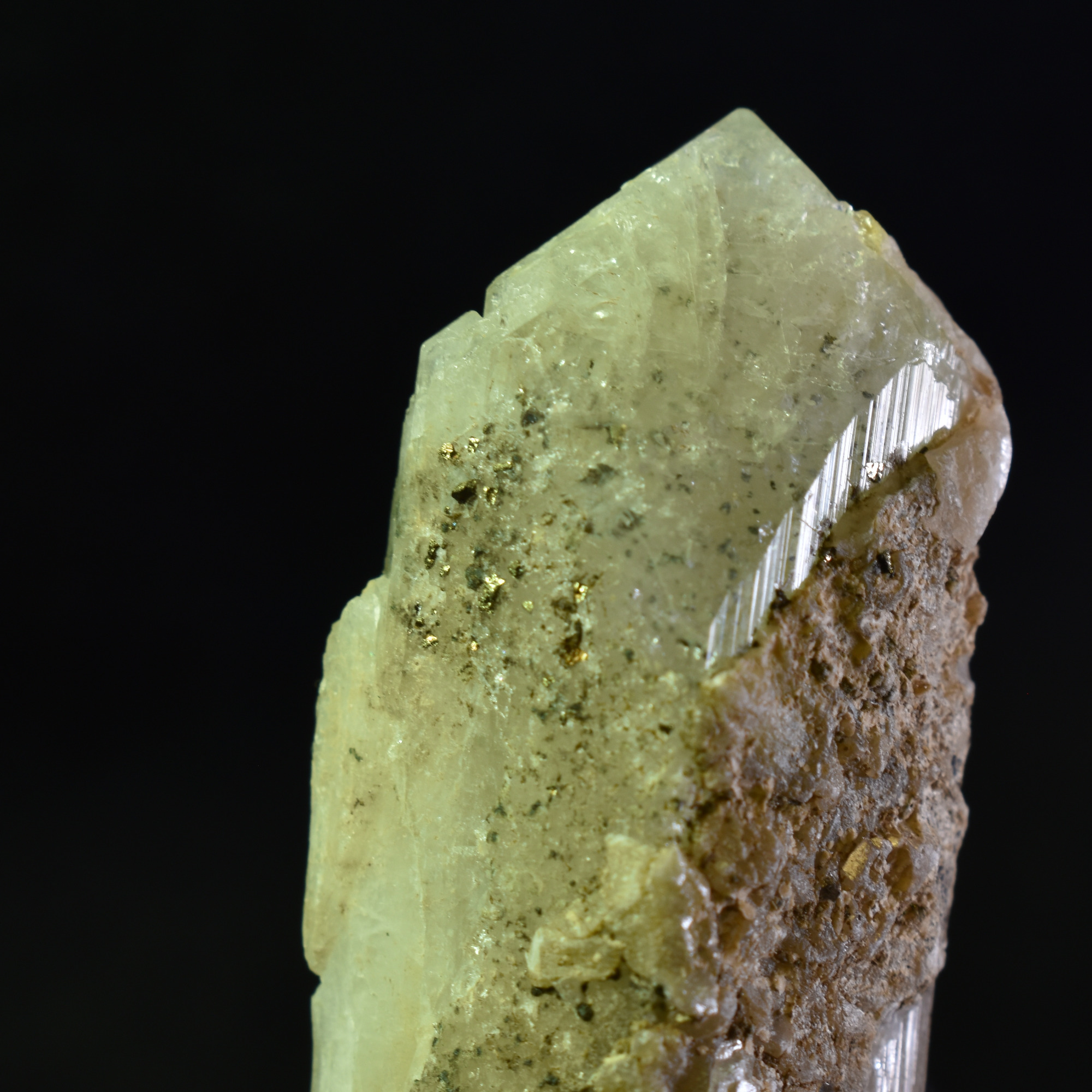 Danburite (with Pyrite and Calcite) UV Reactive Crystal Raw Point Specimen from Mexico - 32 grams - #25 - Image 5