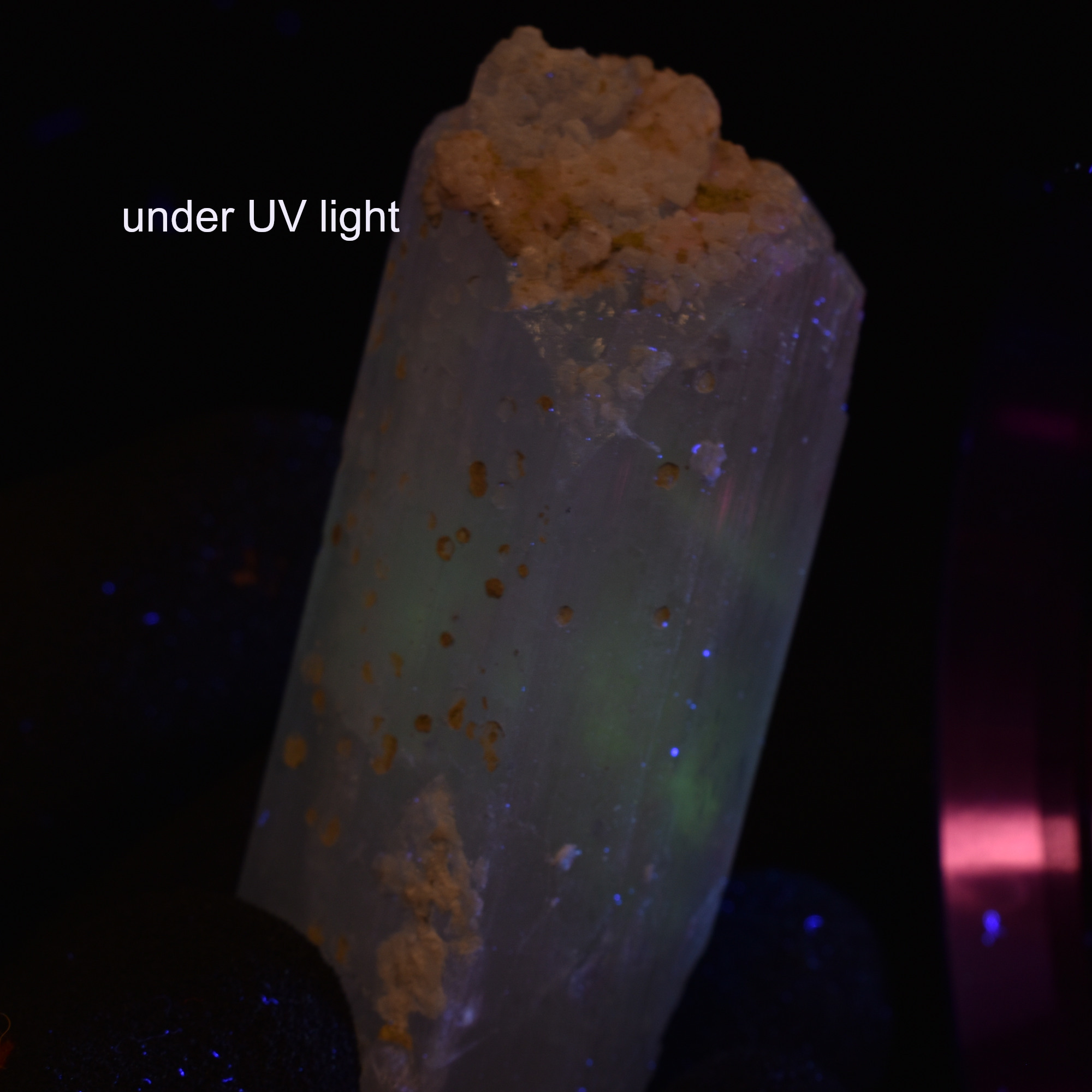 Danburite (with Calcite) UV Reactive Crystal Raw Point Specimen from Mexico - 58 grams - #30 - Image 5